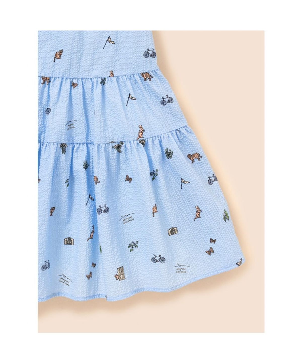 빈폴 키즈(BEANPOLE KIDS) [다리아송] 러블리 프릴 포인트 시어서커 원피스 - 스카이 블루 (BI6471G91Q)
