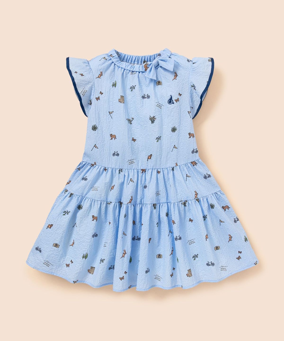 빈폴 키즈(BEANPOLE KIDS) [다리아송] 러블리 프릴 포인트 시어서커 원피스 - 스카이 블루 (BI6471G91Q)