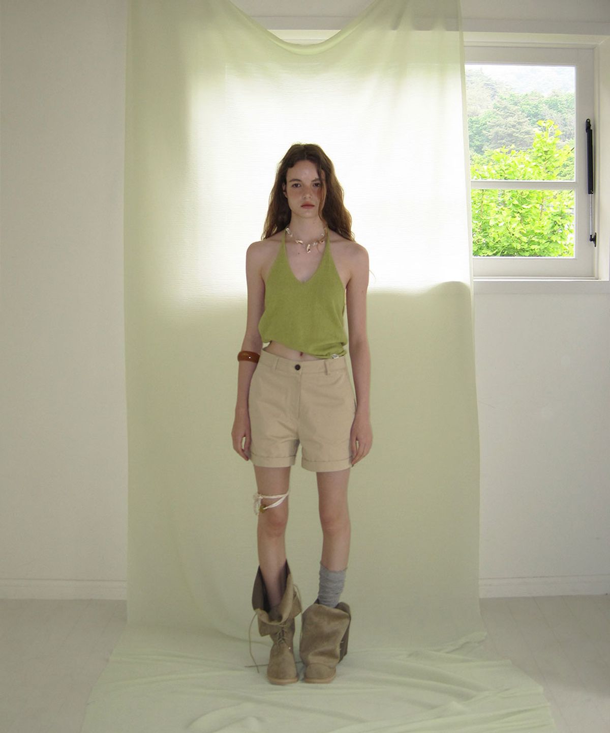 어패럴아카이브(APPAREL ARCHIVE) Tory cotton roll-up shorts - Beige