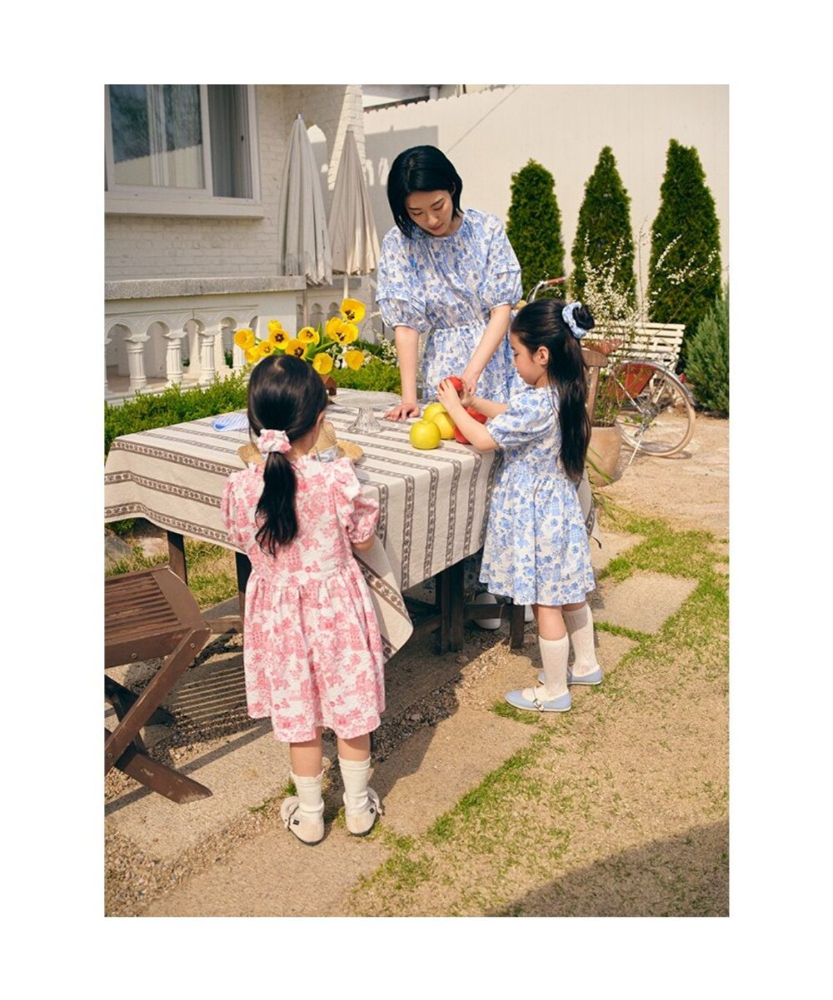 빈폴 키즈(BEANPOLE KIDS) [다리아송] 러블리 시어서커 원피스 & 헤어슈슈 세트 - 스카이 블루 (BI6471G90Q)