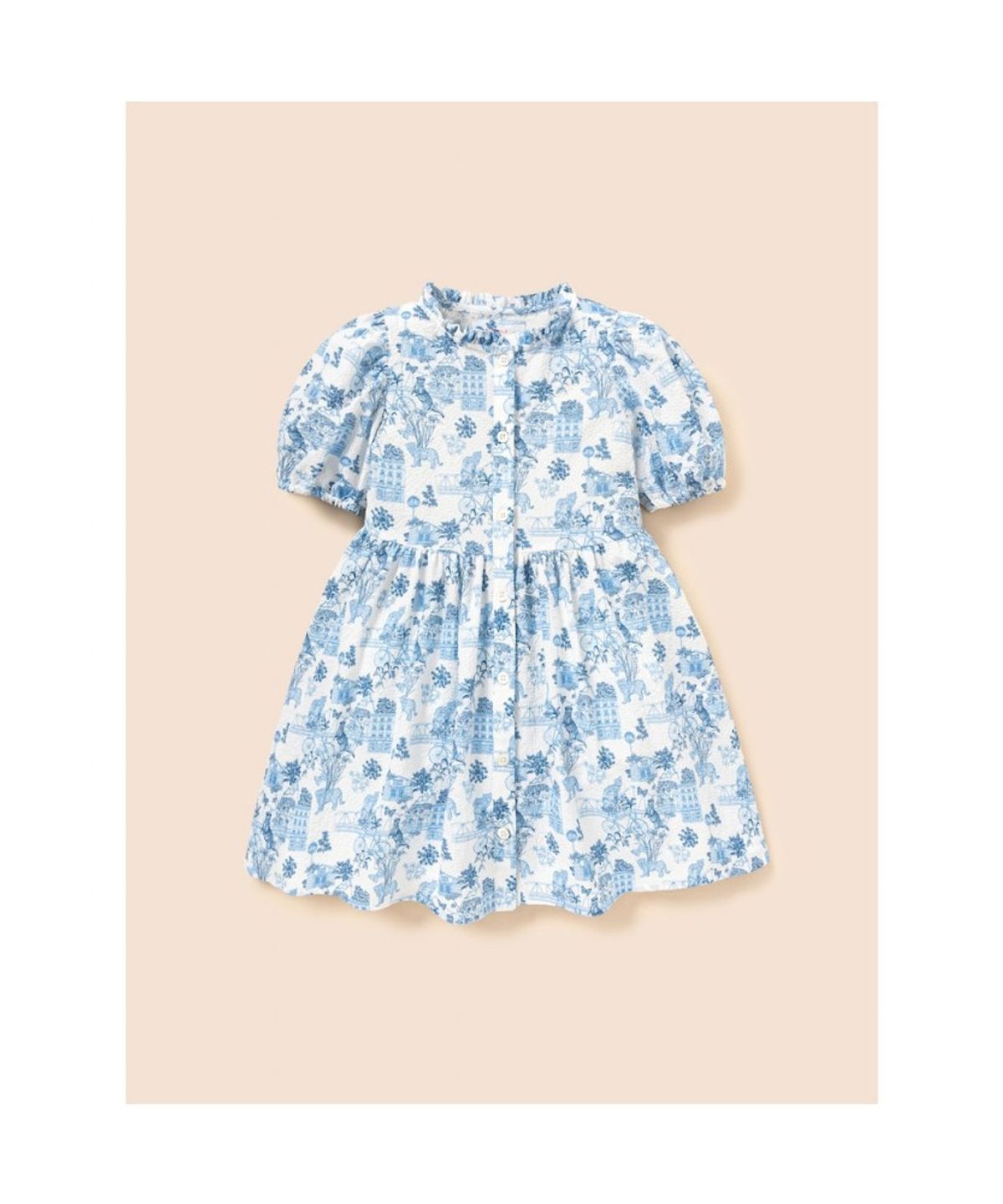 빈폴 키즈(BEANPOLE KIDS) [다리아송] 러블리 시어서커 원피스 & 헤어슈슈 세트 - 스카이 블루 (BI6471G90Q)