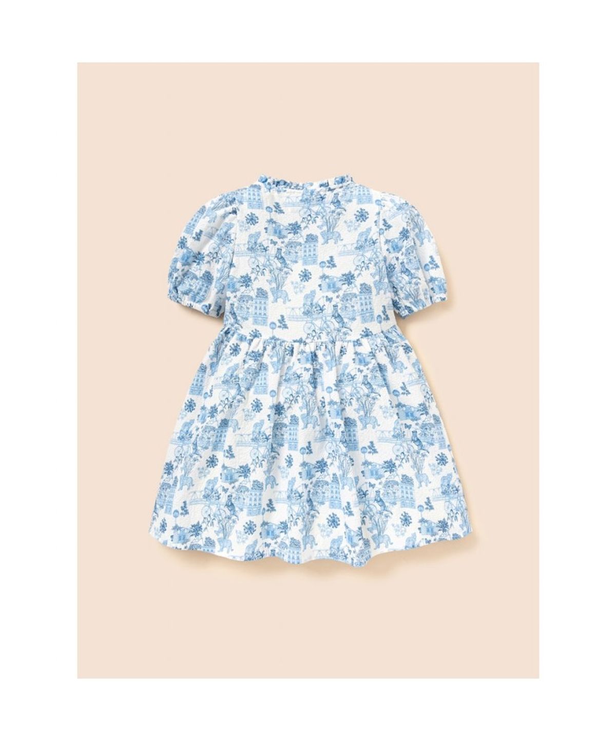빈폴 키즈(BEANPOLE KIDS) [다리아송] 러블리 시어서커 원피스 & 헤어슈슈 세트 - 스카이 블루 (BI6471G90Q)