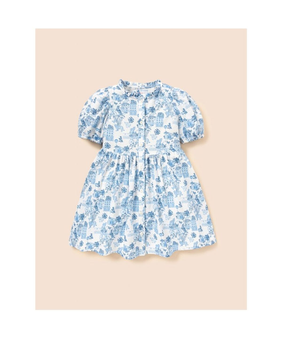 빈폴 키즈(BEANPOLE KIDS) [다리아송] 러블리 시어서커 원피스 & 헤어슈슈 세트 - 스카이 블루 (BI6471G90Q)