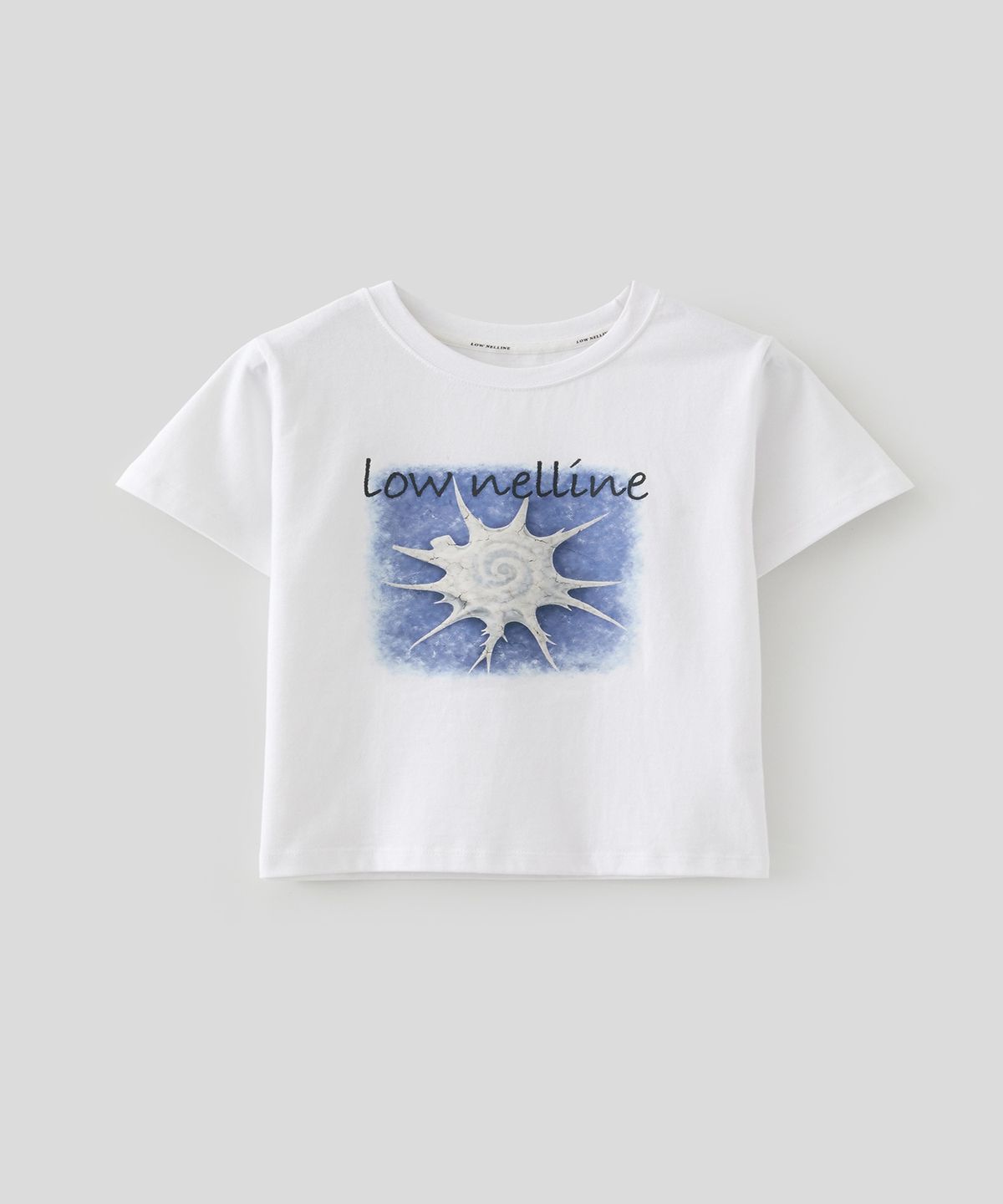 로우넬라인(LOW NELLINE) LOW SHELL CRACK PRINTED SLIM T-SHIRT_WHITE