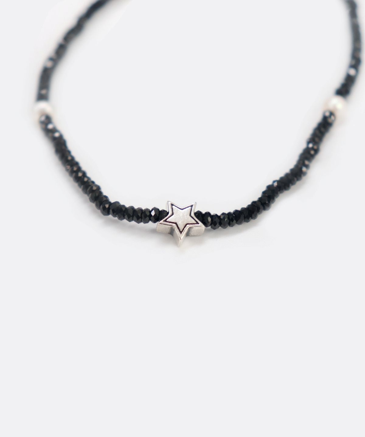 봉보(BONBEAU) Black spinel star charm Bracelet 천연원석 블랙스피넬 스타 참 담수진주 팔찌