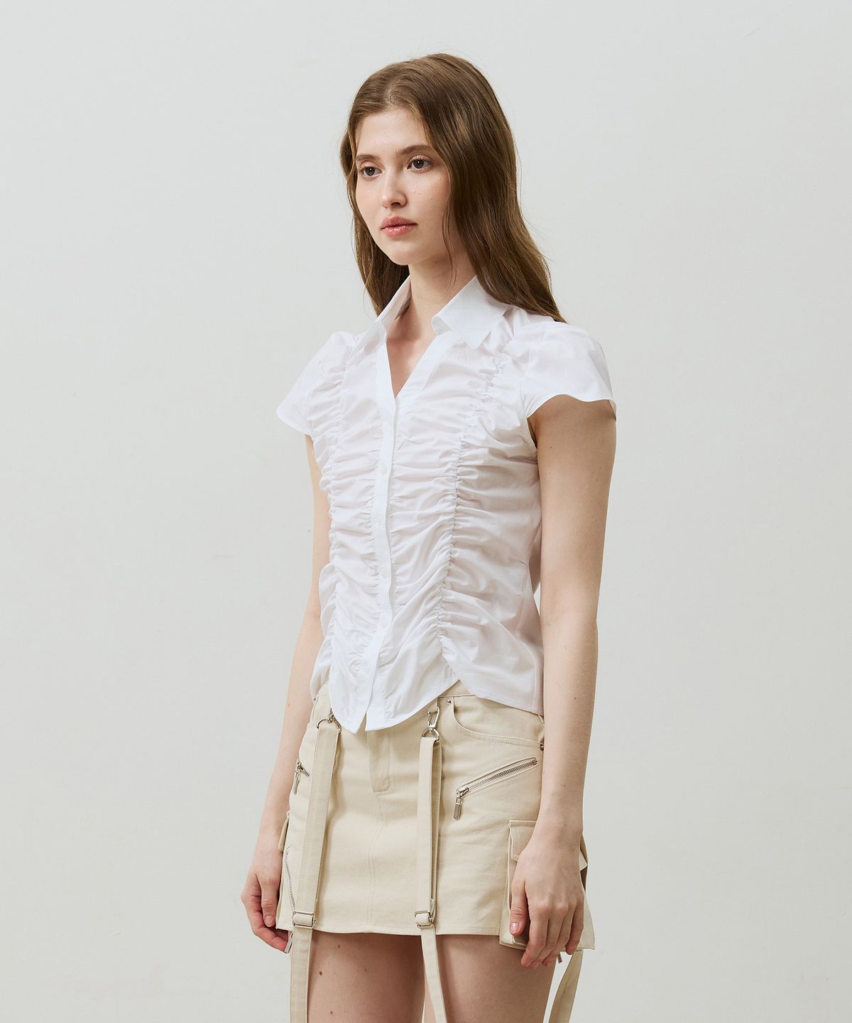 아리킴(ARIKIM) SYLPH SHIRRING SHIRT / WHITE