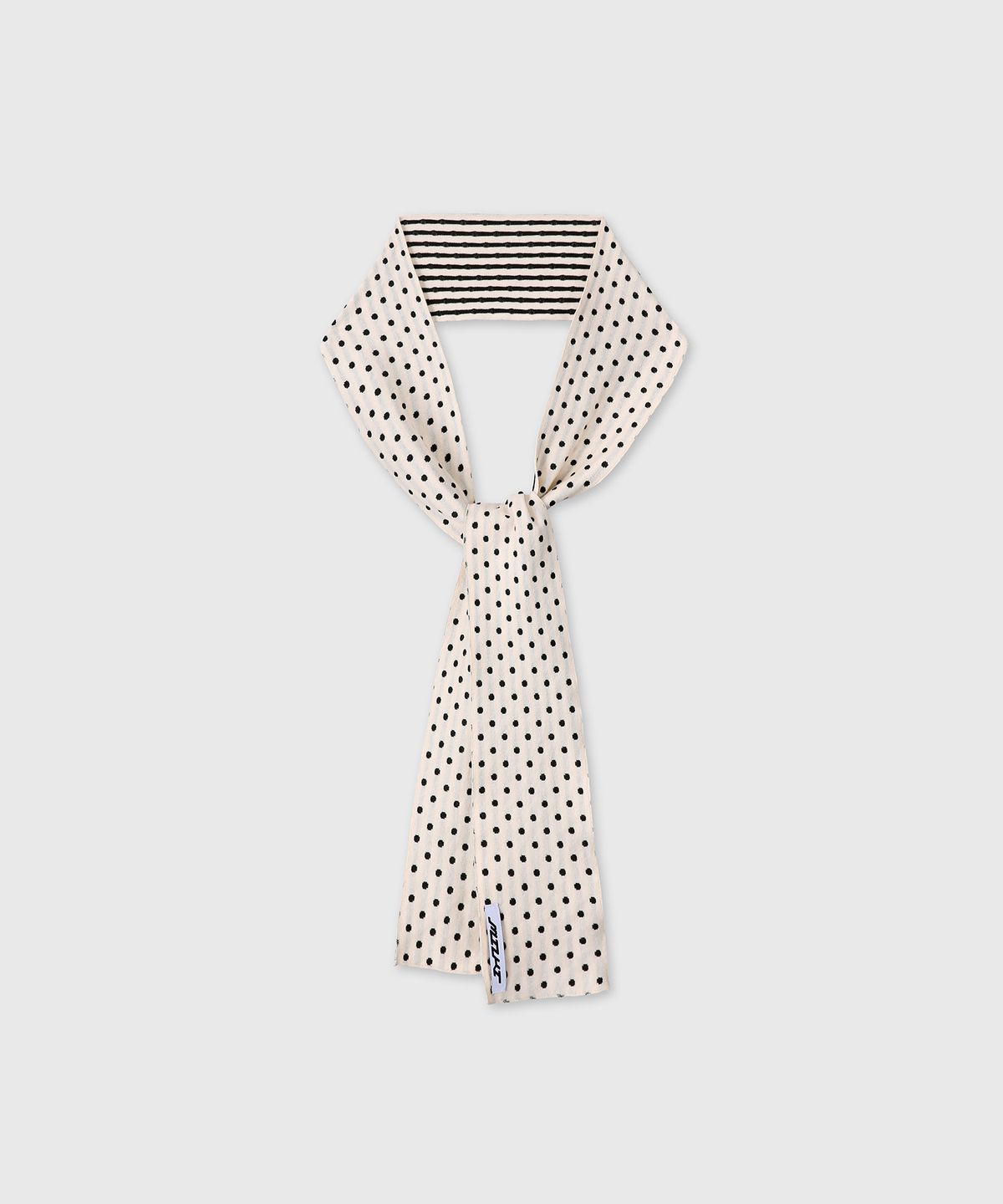 미유키(MIUKI) Dot Stripe Scarf (Ivory)