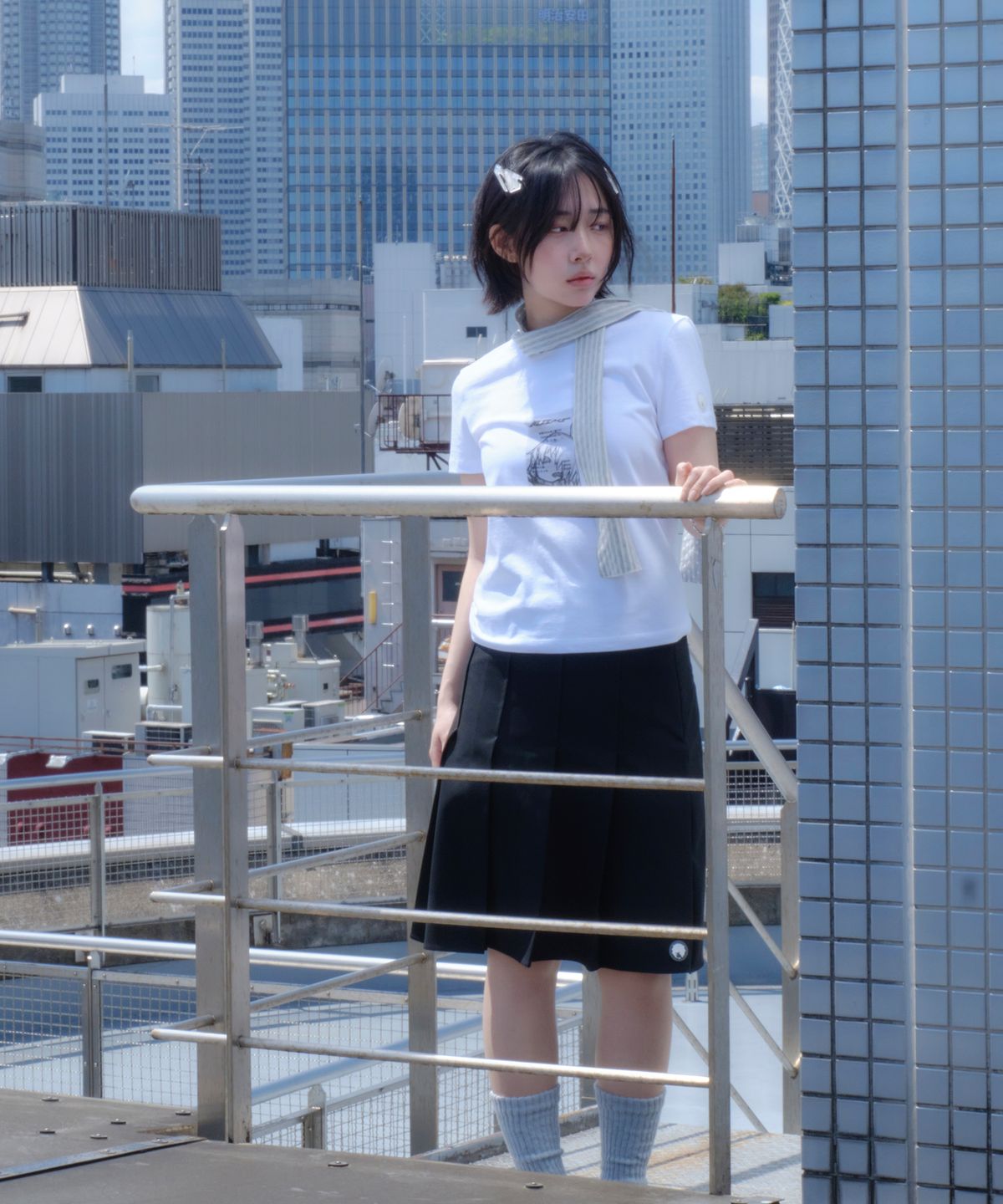 미유키(MIUKI) Miuki Pleated Midi Skirt (Black)
