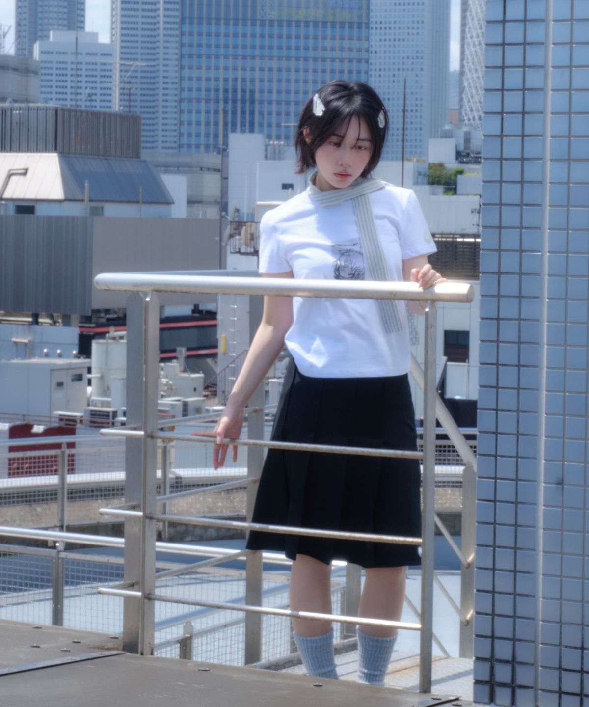 미유키(MIUKI) Miuki Pleated Midi Skirt (Black)