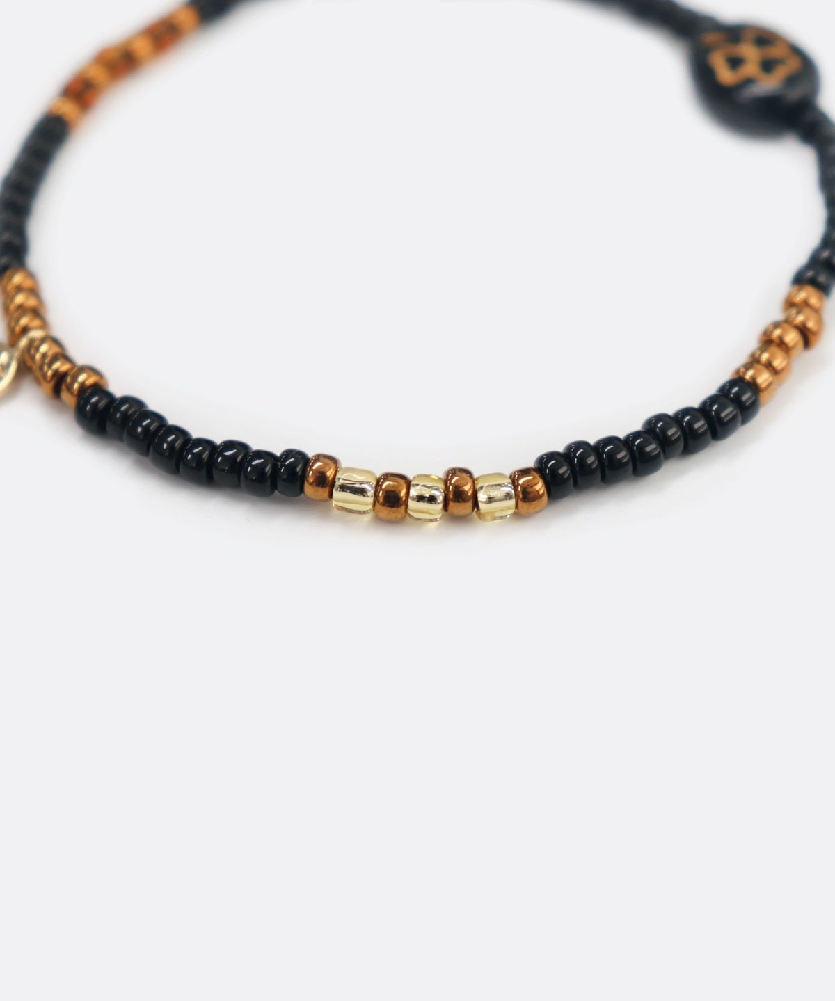봉보(BONBEAU) Clover glass ball black beads Bracelet 클로버 글라스볼 스마일 참 블랙 비즈 팔찌