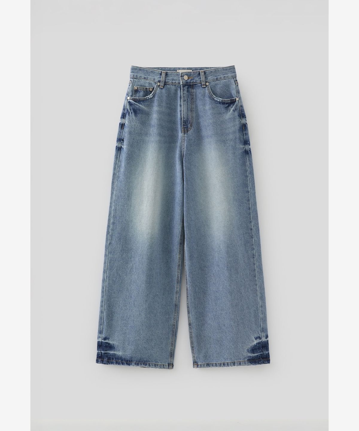 로우넬라인(LOW NELLINE) KYLE RIVET WIDE DENIM_MEDIUM BLUE