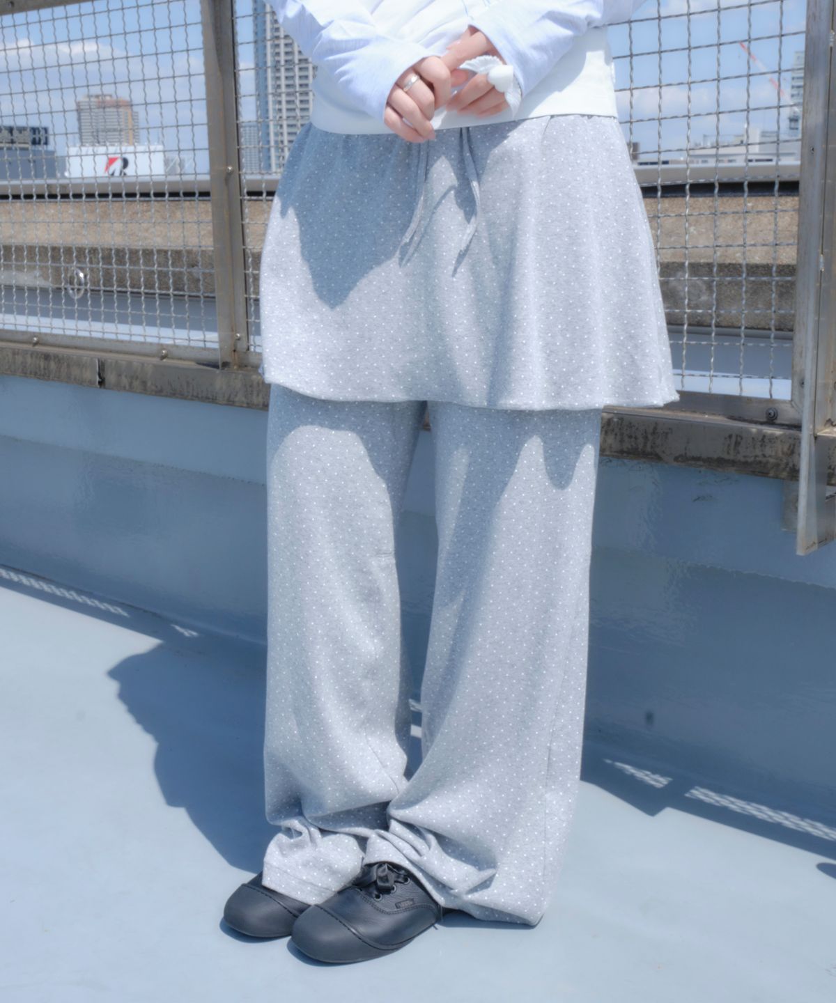 미유키(MIUKI) Miuki Skirt Pants (Melange Gray)