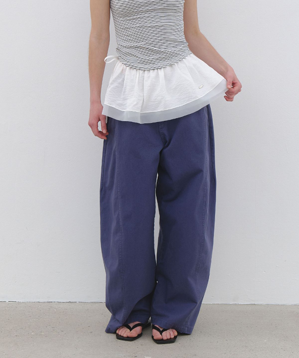 클루니(CLUNY) Sheer Frill Layered Wrap Skirt - white