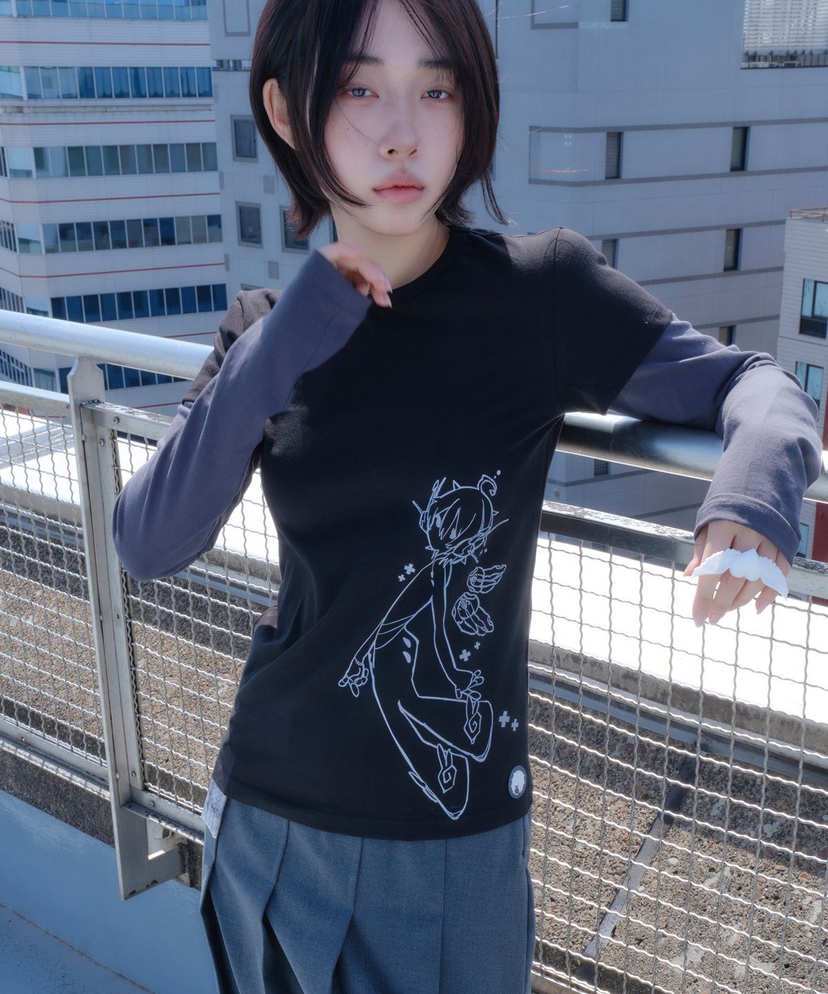 미유키(MIUKI) Miyu Layered Long Sleeve (Black)