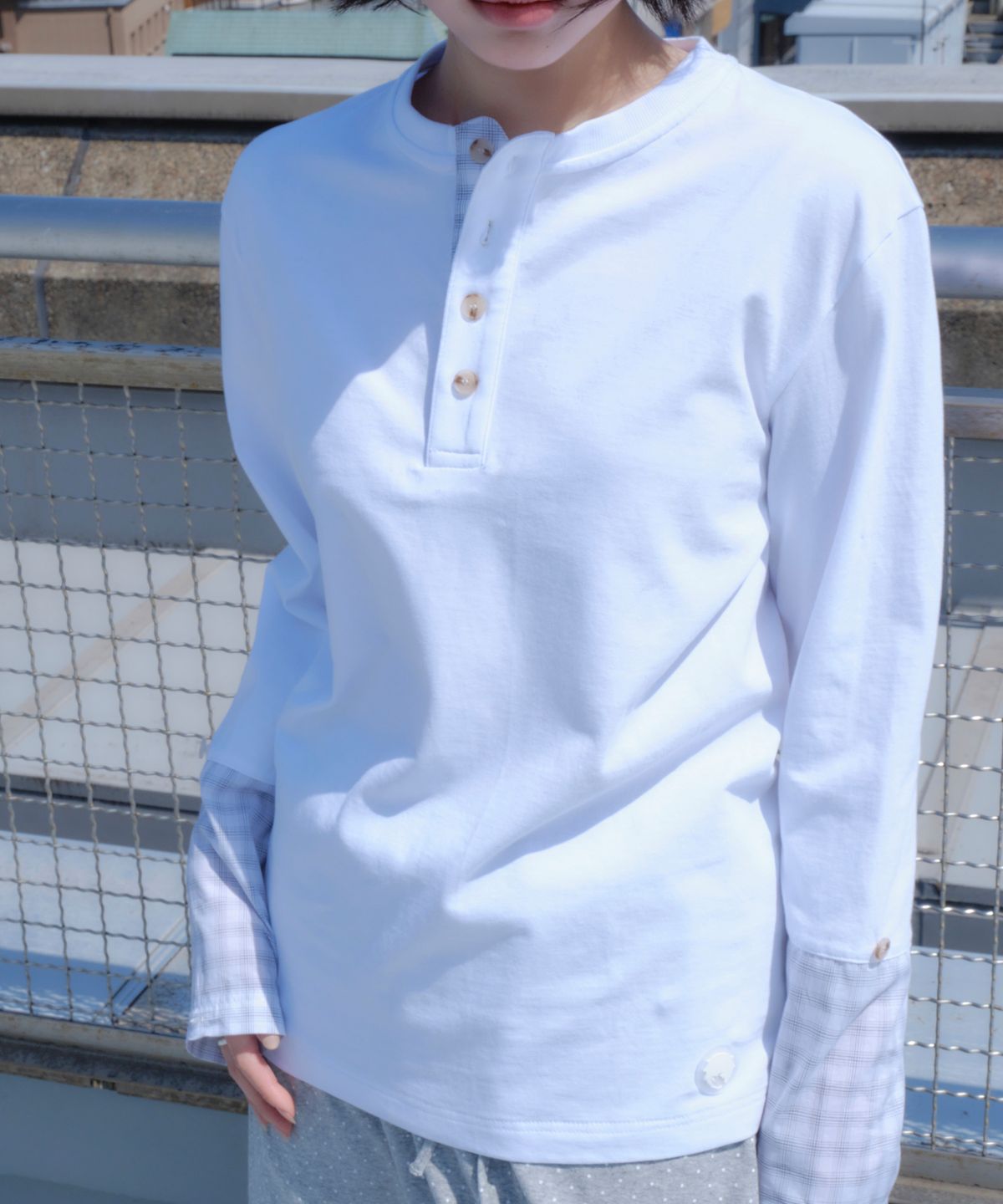 미유키(MIUKI) Miuki Oversized Henley LS (White)