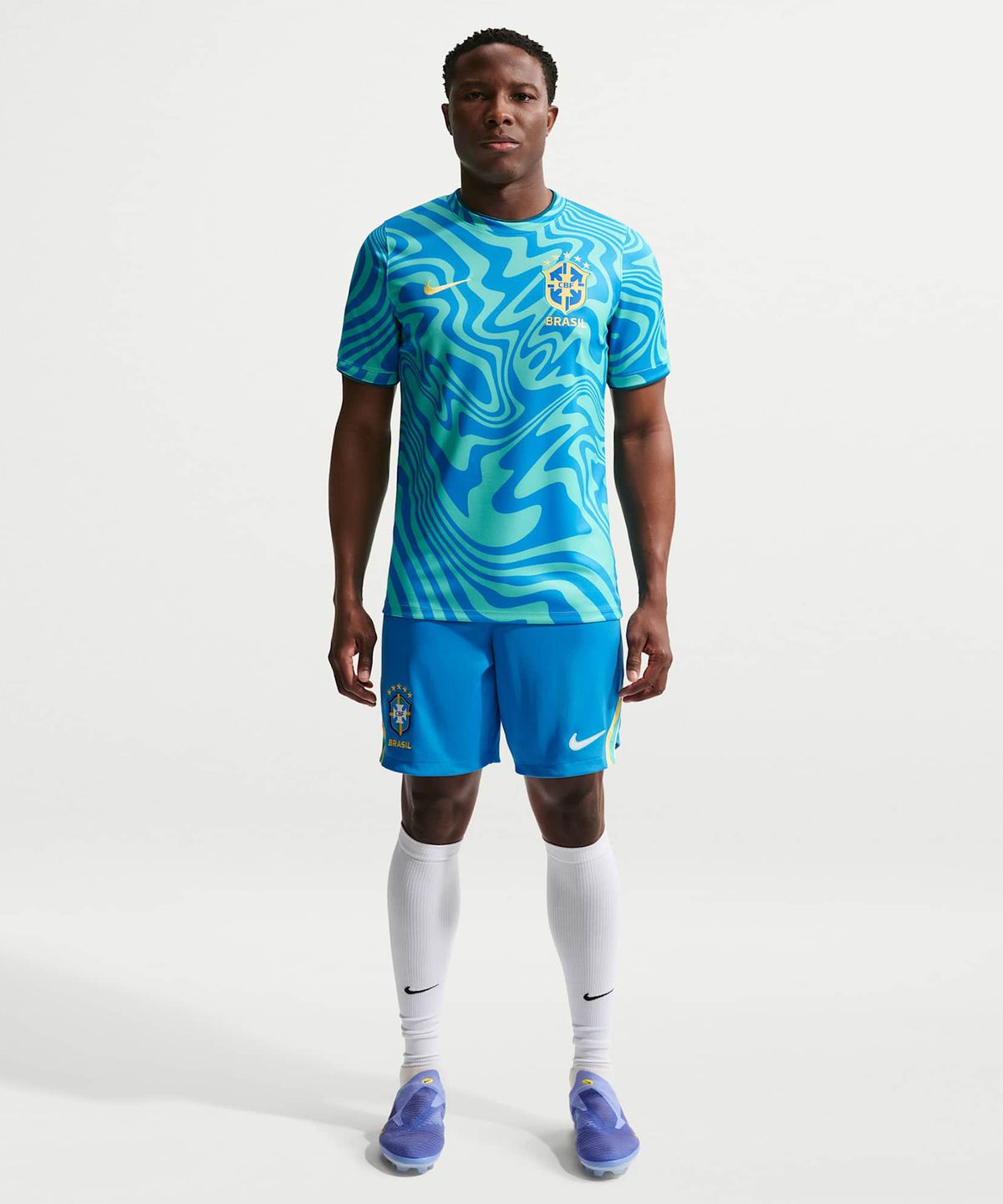 나이키(NIKE) 브라질 아카데미 프로 드라이 핏 축구 프리매치 반소매 탑 M - 라이트 멘타:라이트 포토 블루:카나리아 / IH1662-369