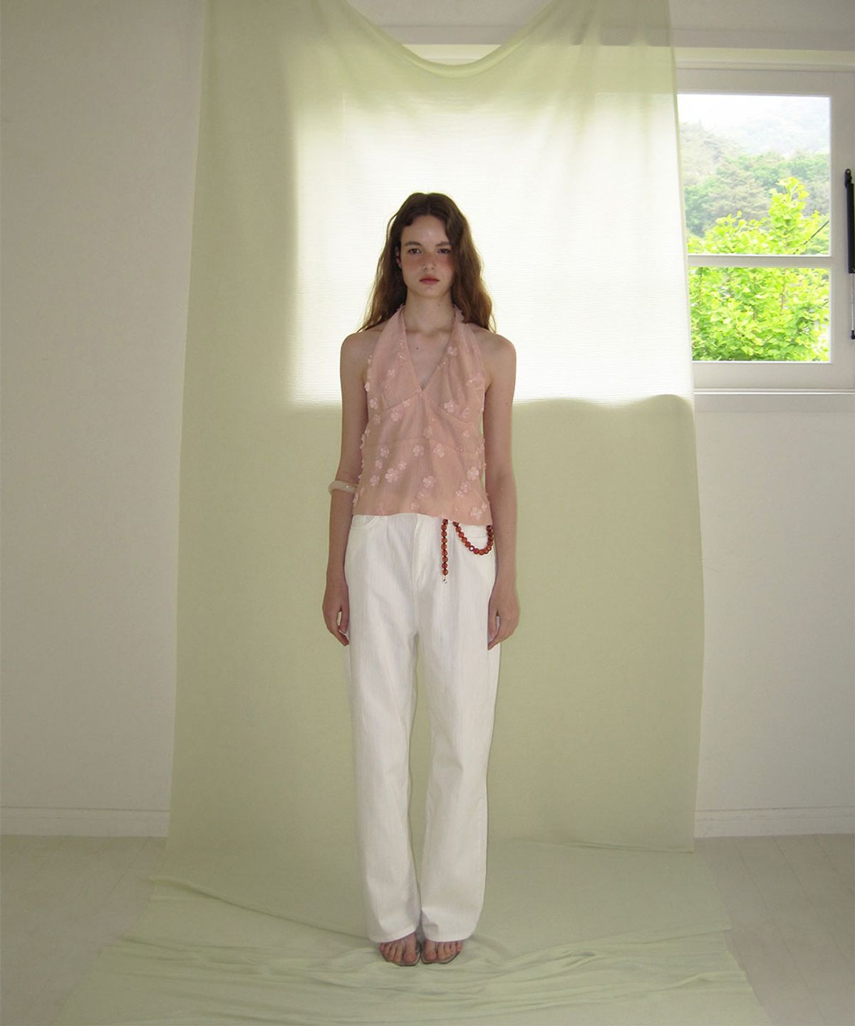 어패럴아카이브(APPAREL ARCHIVE) Fem flower halter top - Pink