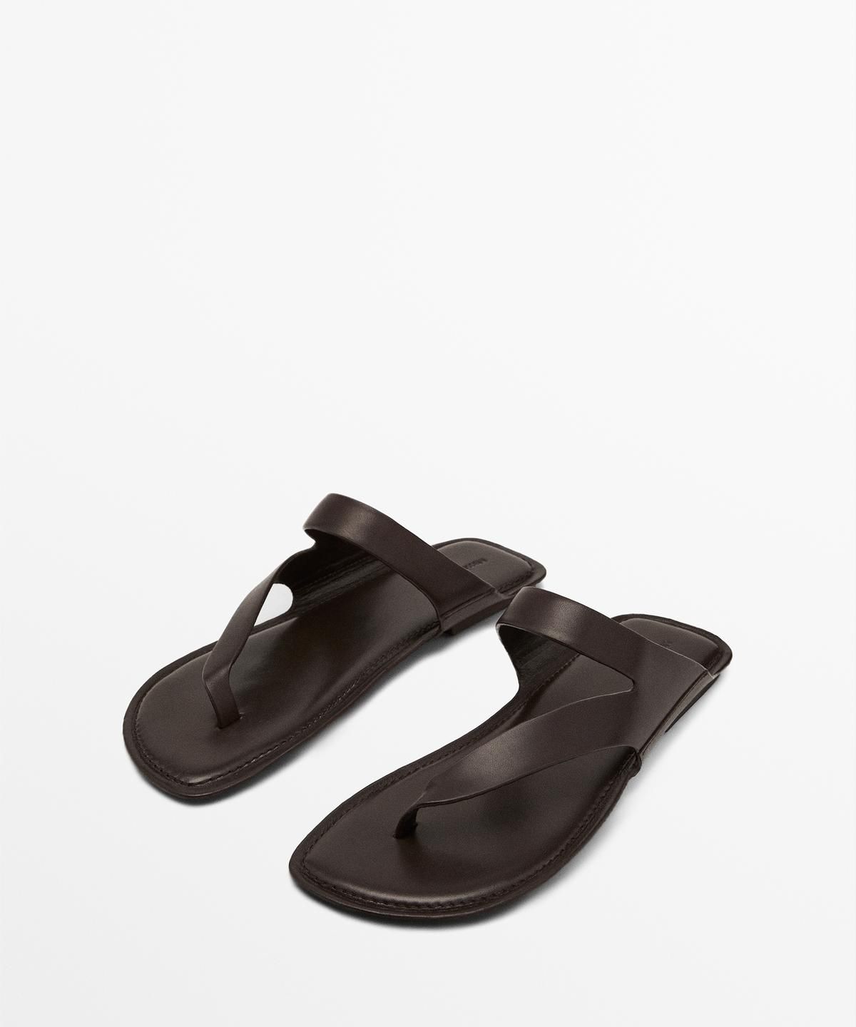 마시모두띠(MASSIMO DUTTI) 언밸런스 가죽 토 샌들