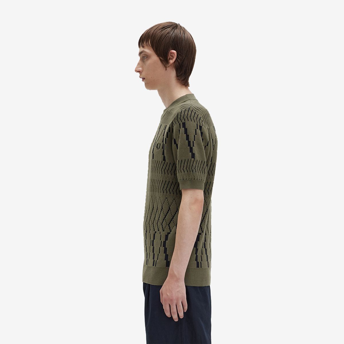 프레드페리(FRED PERRY) [Sharp] 아가일 패널 니트 티셔츠 (Q55) AFPM2315552-Q55