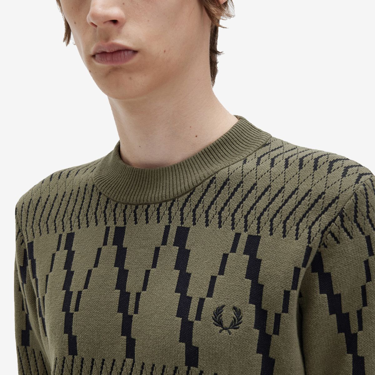 프레드페리(FRED PERRY) [Sharp] 아가일 패널 니트 티셔츠 (Q55) AFPM2315552-Q55