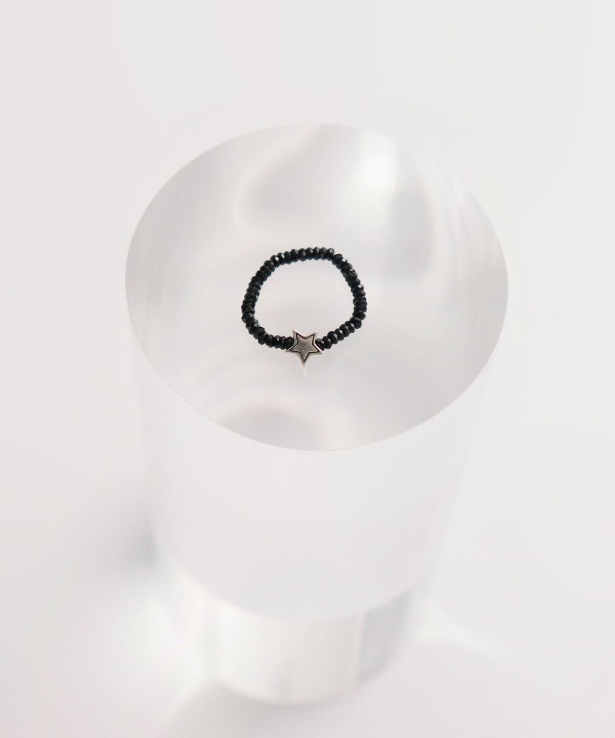 봉보(BONBEAU) Black spinel star charm beads Ring 925실버 스타 참 원석 블랙스피넬 비즈 반지