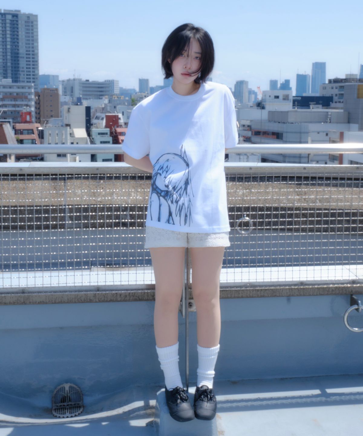 미유키(MIUKI) MIEL - Tensi Tee (White / Over)