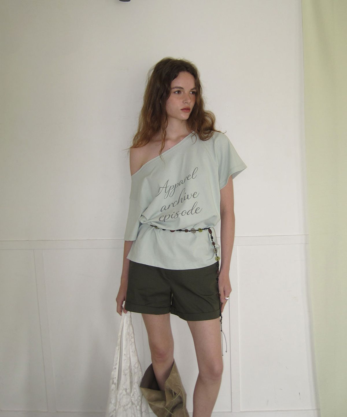 어패럴아카이브(APPAREL ARCHIVE) Kona off-shoulder t-shirt - Mint
