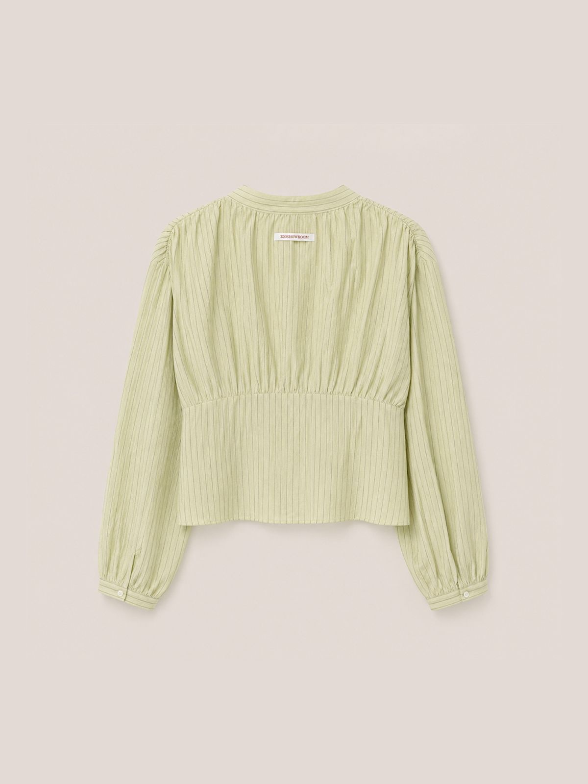 320쇼룸(320SHOWROOM) Shirred Texture Stripe Blouse Green