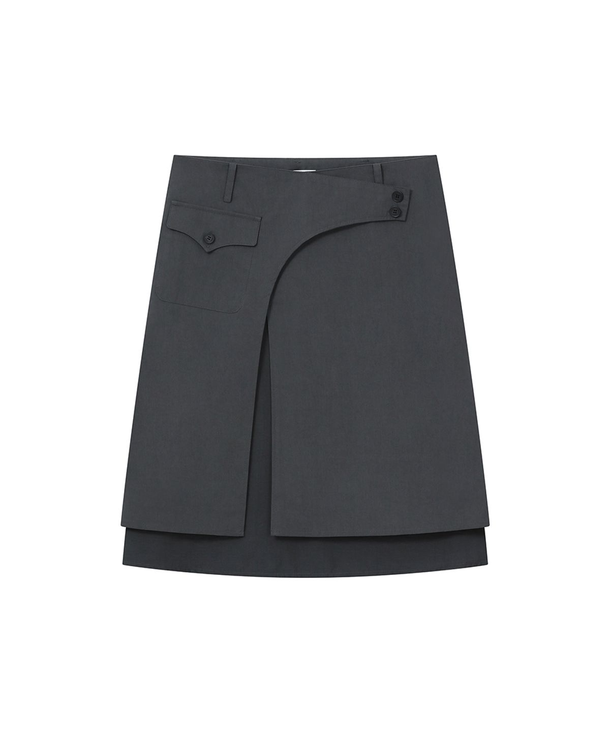 미세키서울(MISEKI SEOUL) Side sheer layered midi wrap skirt CHARCOAL