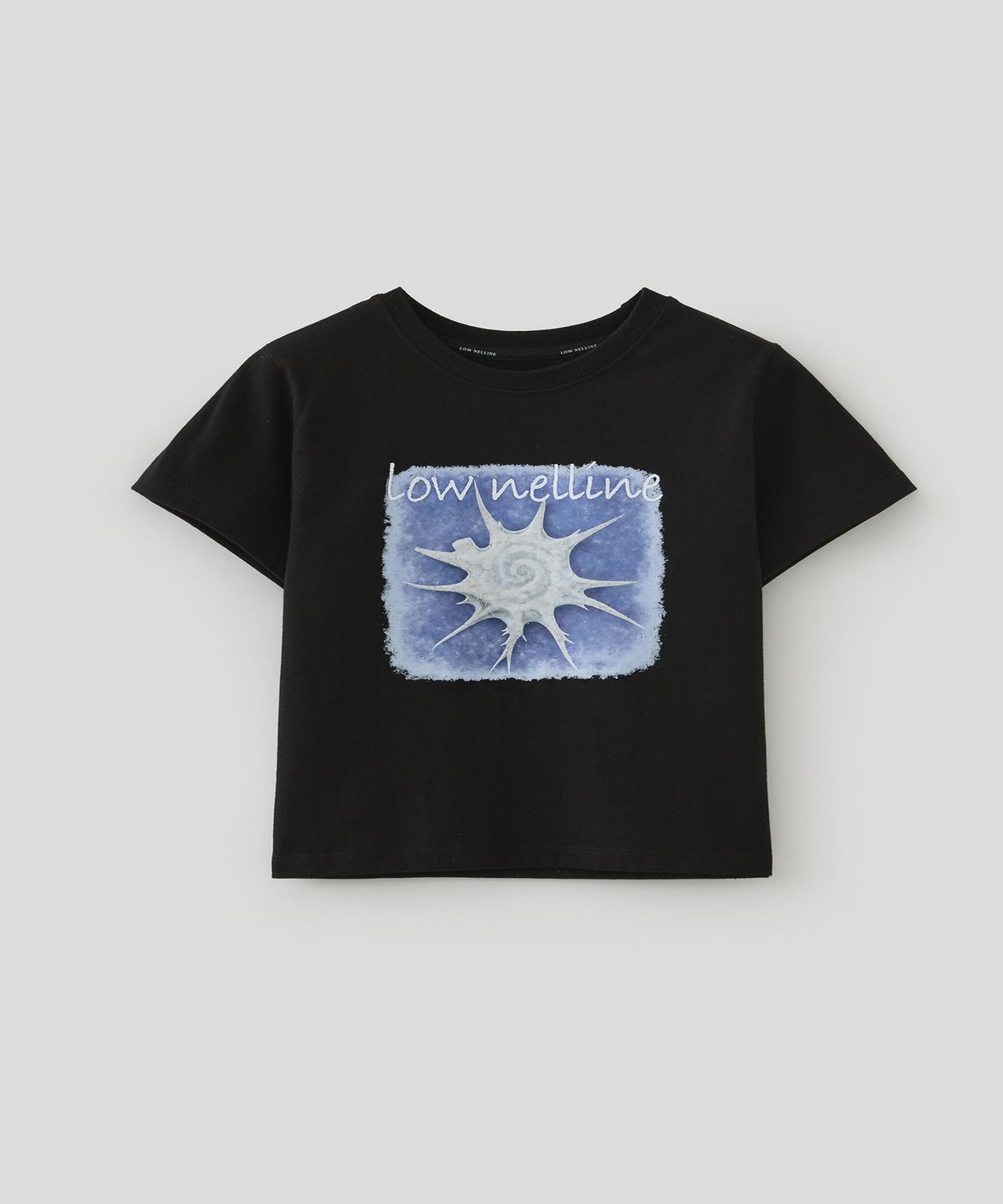 로우넬라인(LOW NELLINE) LOW SHELL CRACK PRINTED SLIM T-SHIRT_BLACK