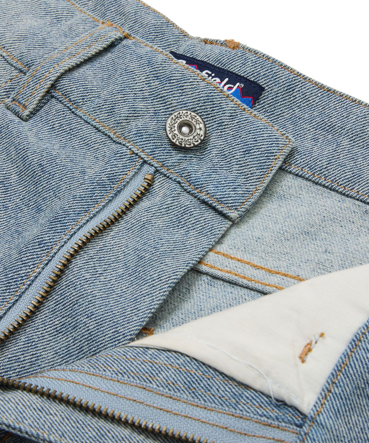 펜필드(PENFIELD) 레이저 커팅 엠브로이더리 데님 버뮤다 팬츠 스카이블루_FS2WP32F