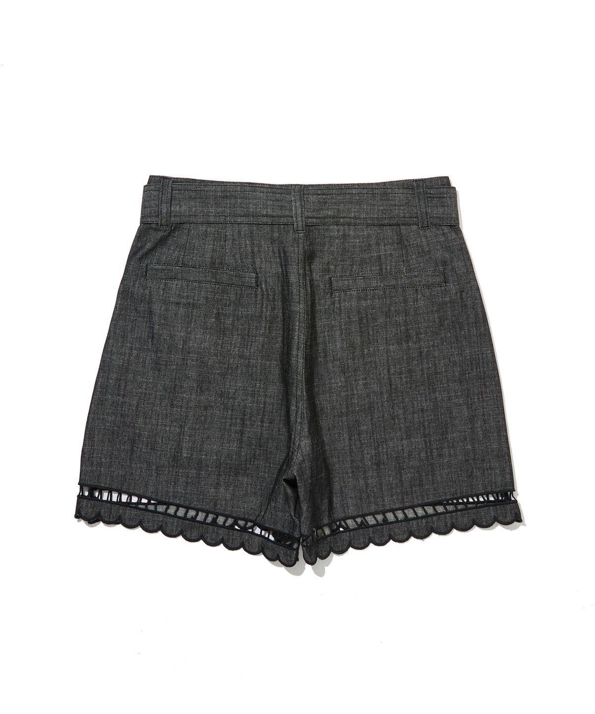 펜필드(PENFIELD) 레이저 커팅 엠브로이더리 데님 숏팬츠 블랙_FS2WP47F