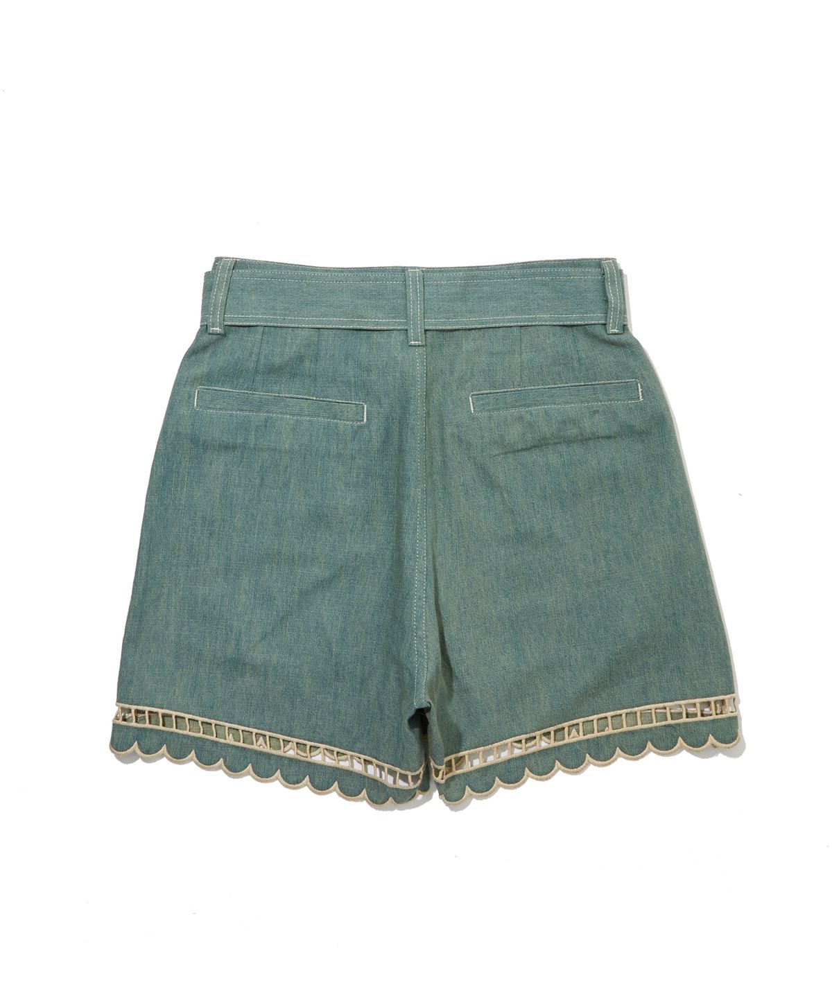 펜필드(PENFIELD) 레이저 커팅 엠브로이더리 데님 숏팬츠 스카이블루_FS2WP46F