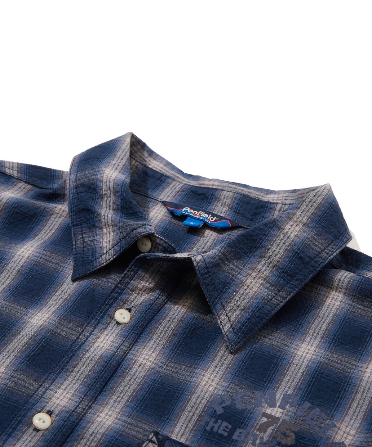 펜필드(PENFIELD) 시어 체크 하프 셔츠 네이비_FS2WR07U