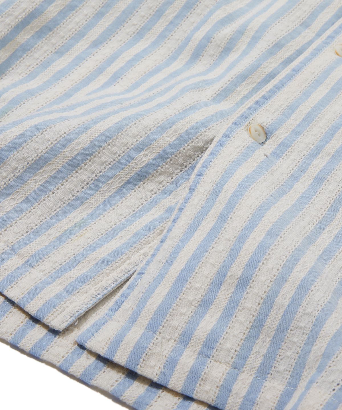 펜필드(PENFIELD) 크로쉐 스트라이프 하프 셔츠 스카이블루_FS2WR06U