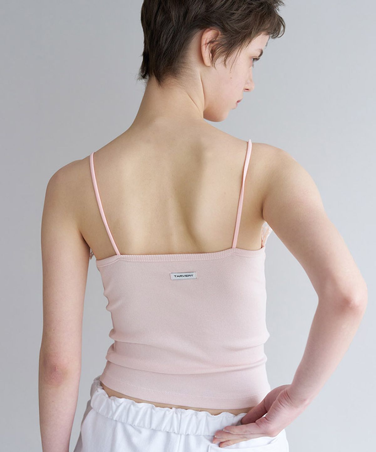 타버트(TARVERT) Rosy Lace Sleeveless Top - Pale Pink
