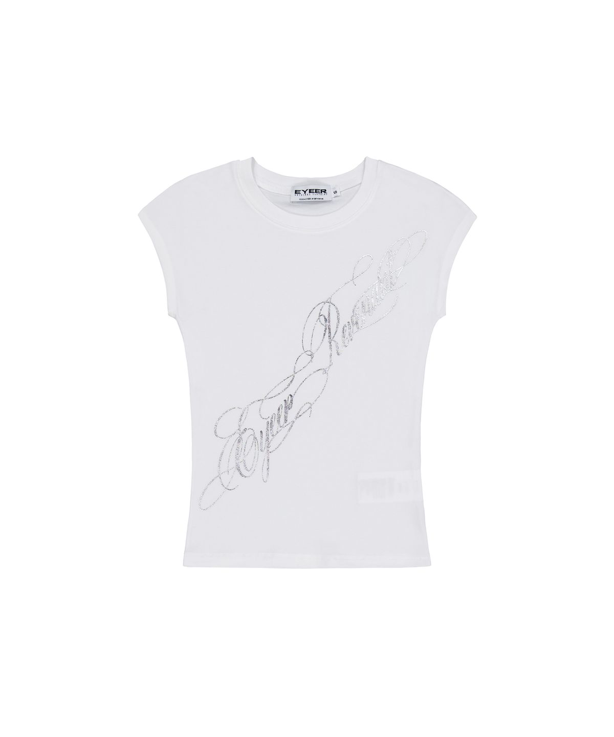 이와이이알(EYEER) Silver Script Logo Cap Sleeve Top - White