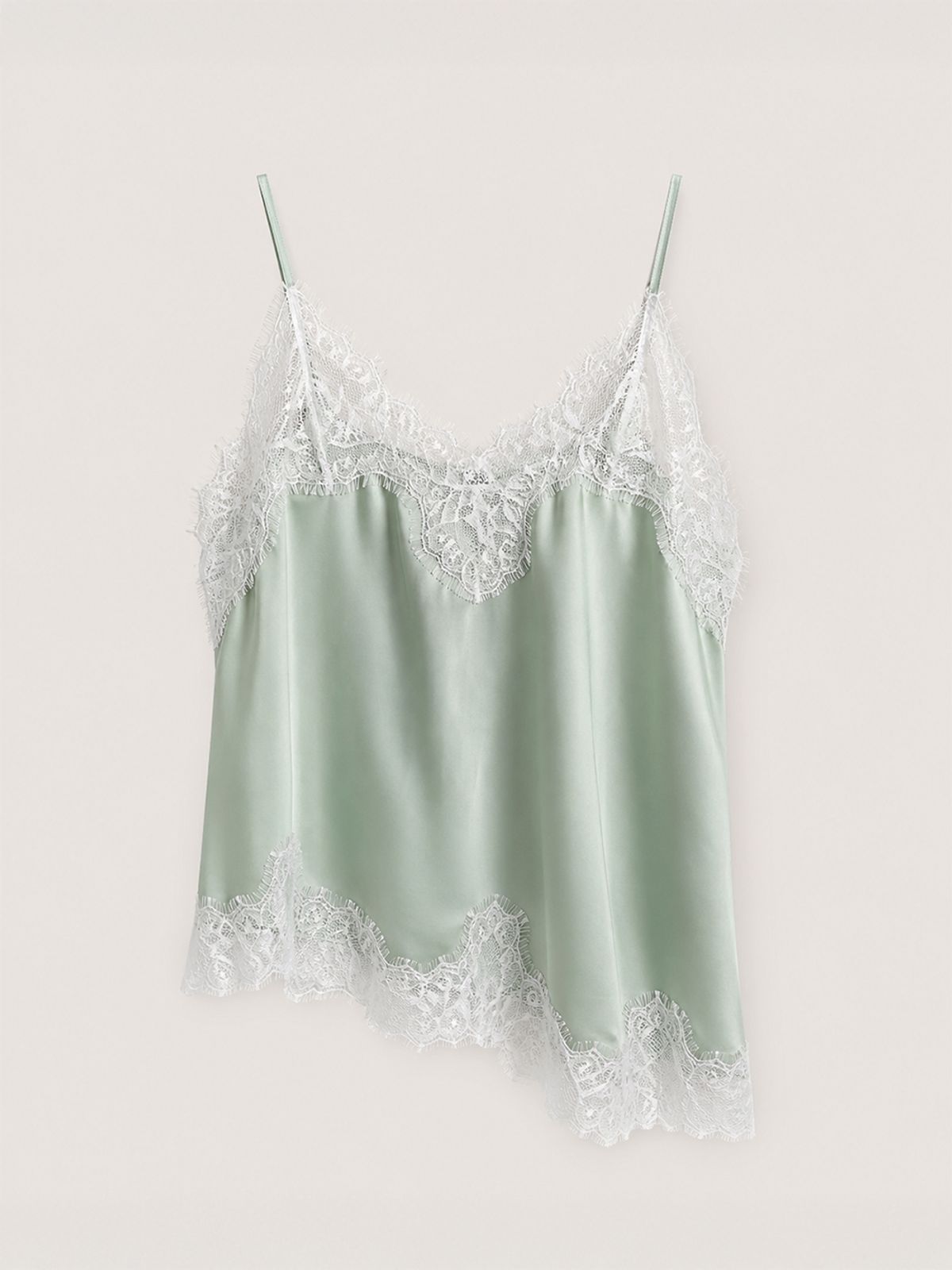 320쇼룸(320SHOWROOM) Lace Trim Satin Slip Top Mint