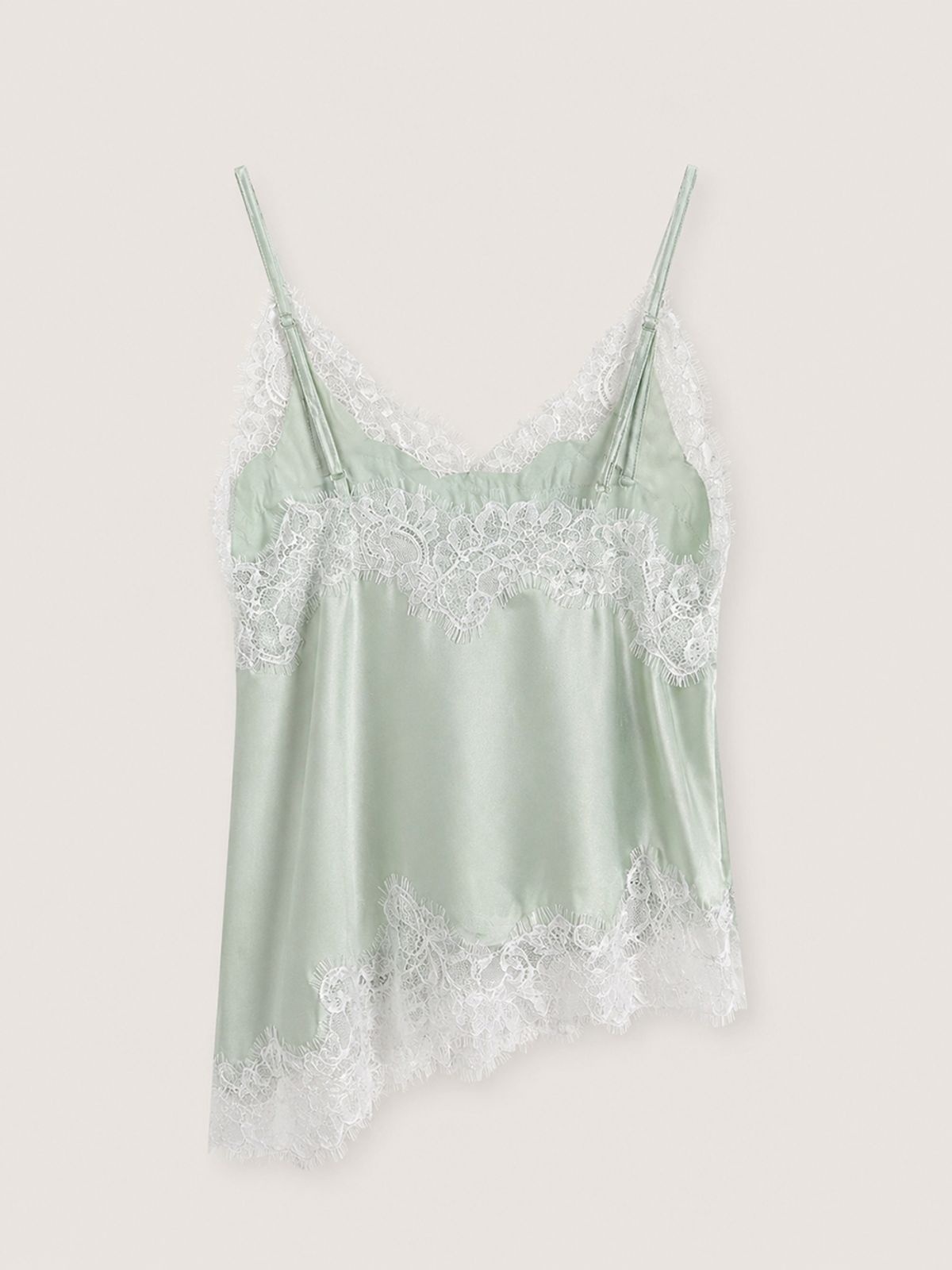 320쇼룸(320SHOWROOM) Lace Trim Satin Slip Top Mint
