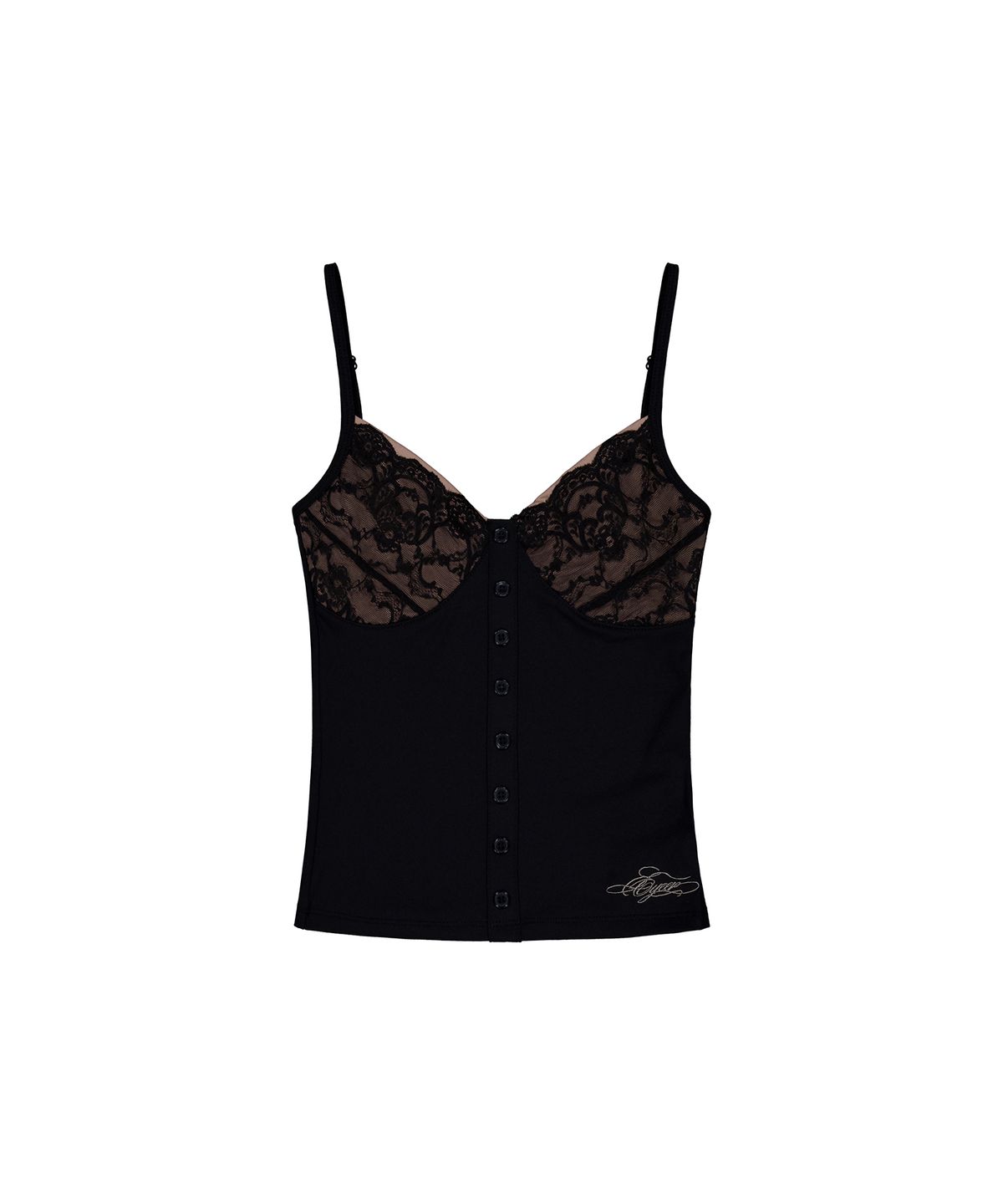 이와이이알(EYEER) Lace Detail Button Sleeveless - Black