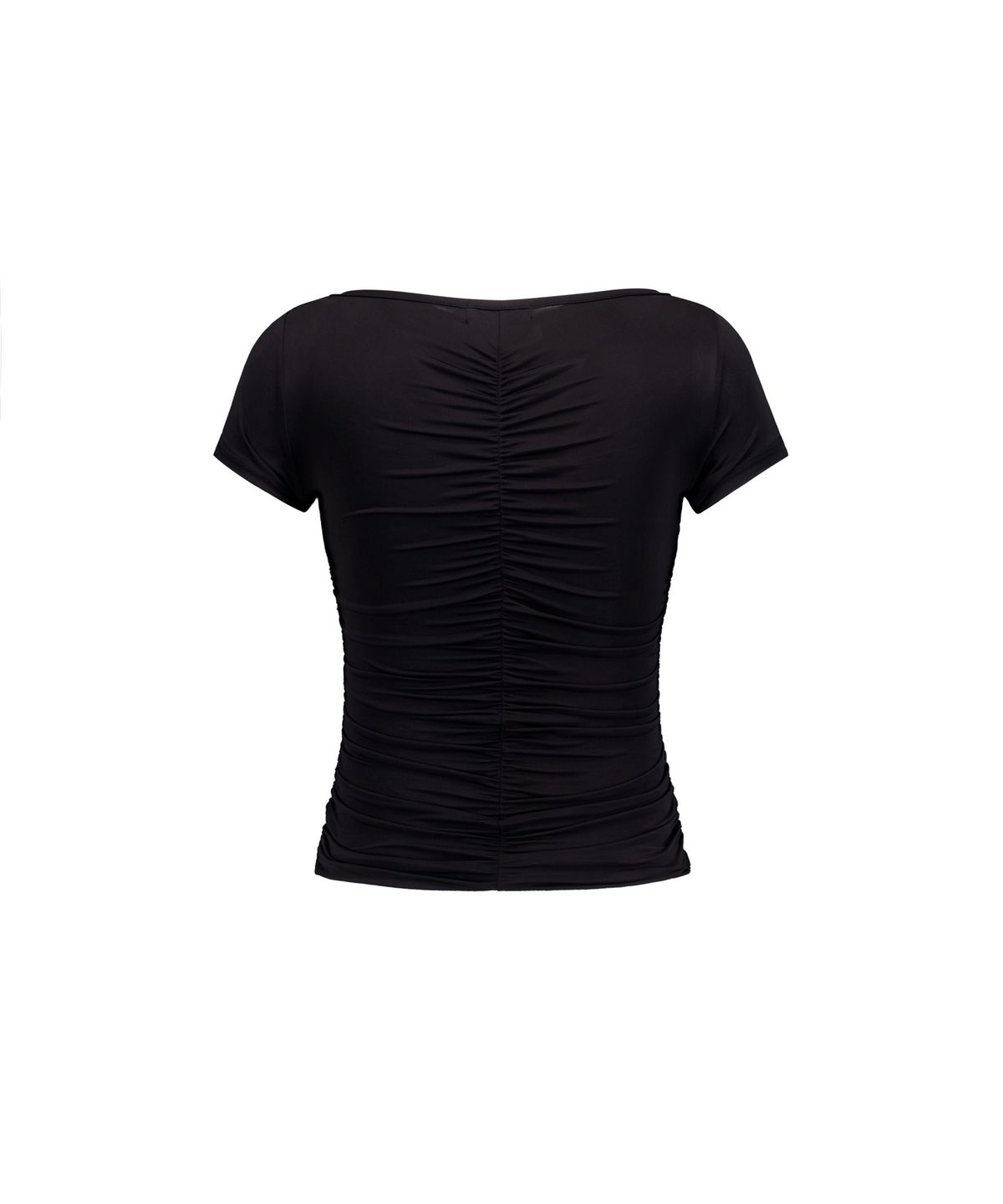 이와이이알(EYEER) V-Neck Shirring Button Short Sleeve Top - Black