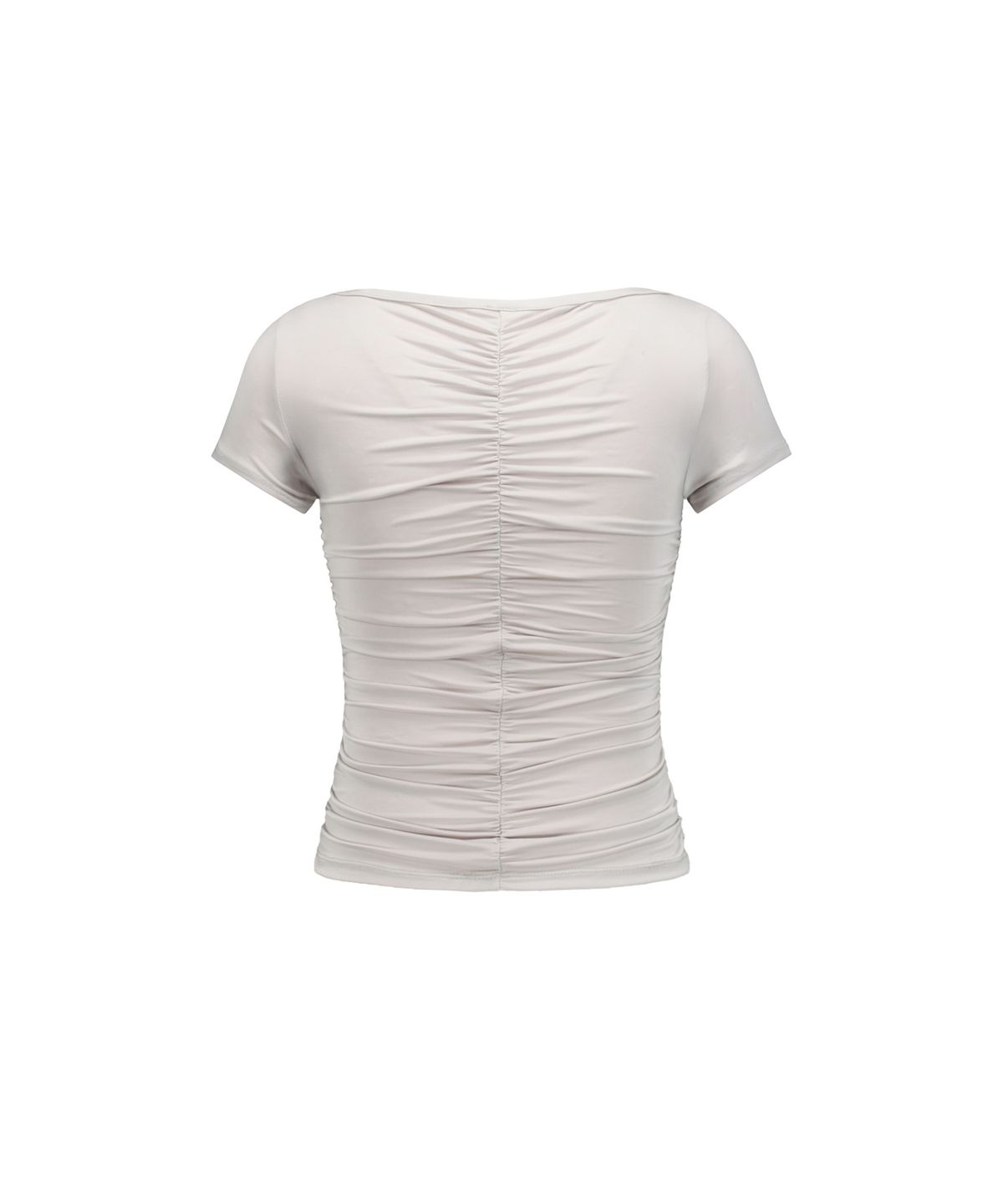 이와이이알(EYEER) V-Neck Shirring Button Short Sleeve Top - Gray