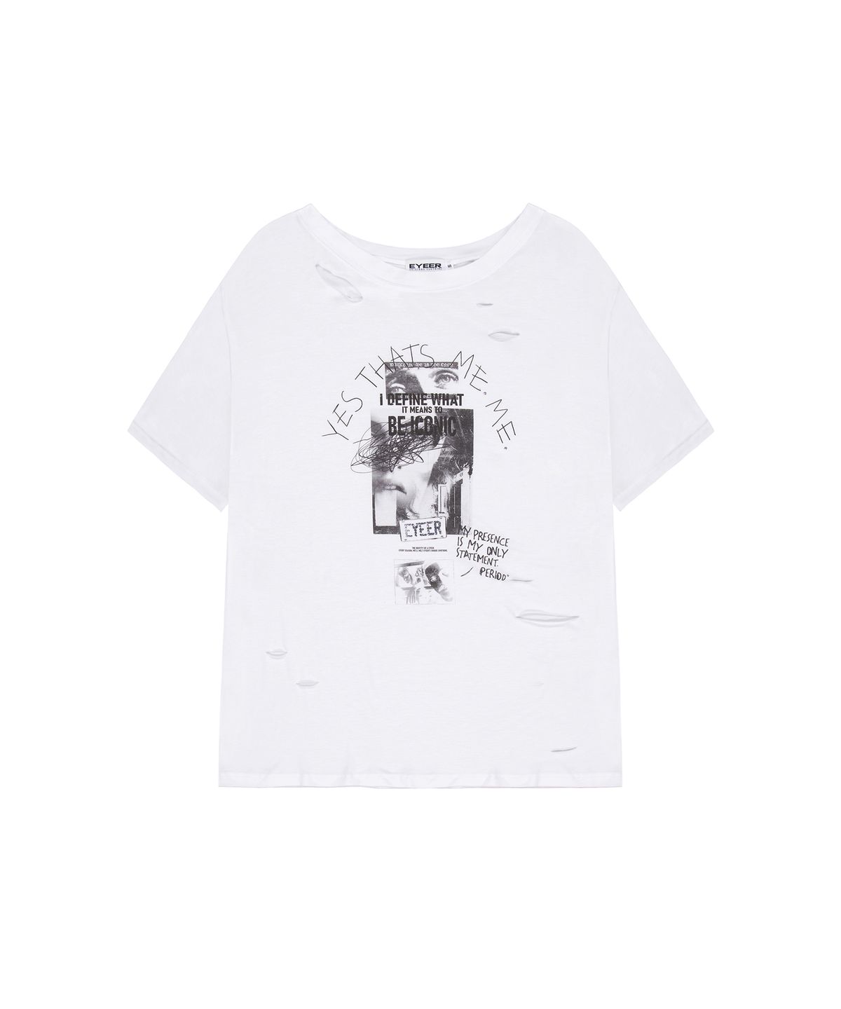 이와이이알(EYEER) Vintage Distressed Graphic T-Shirt - White