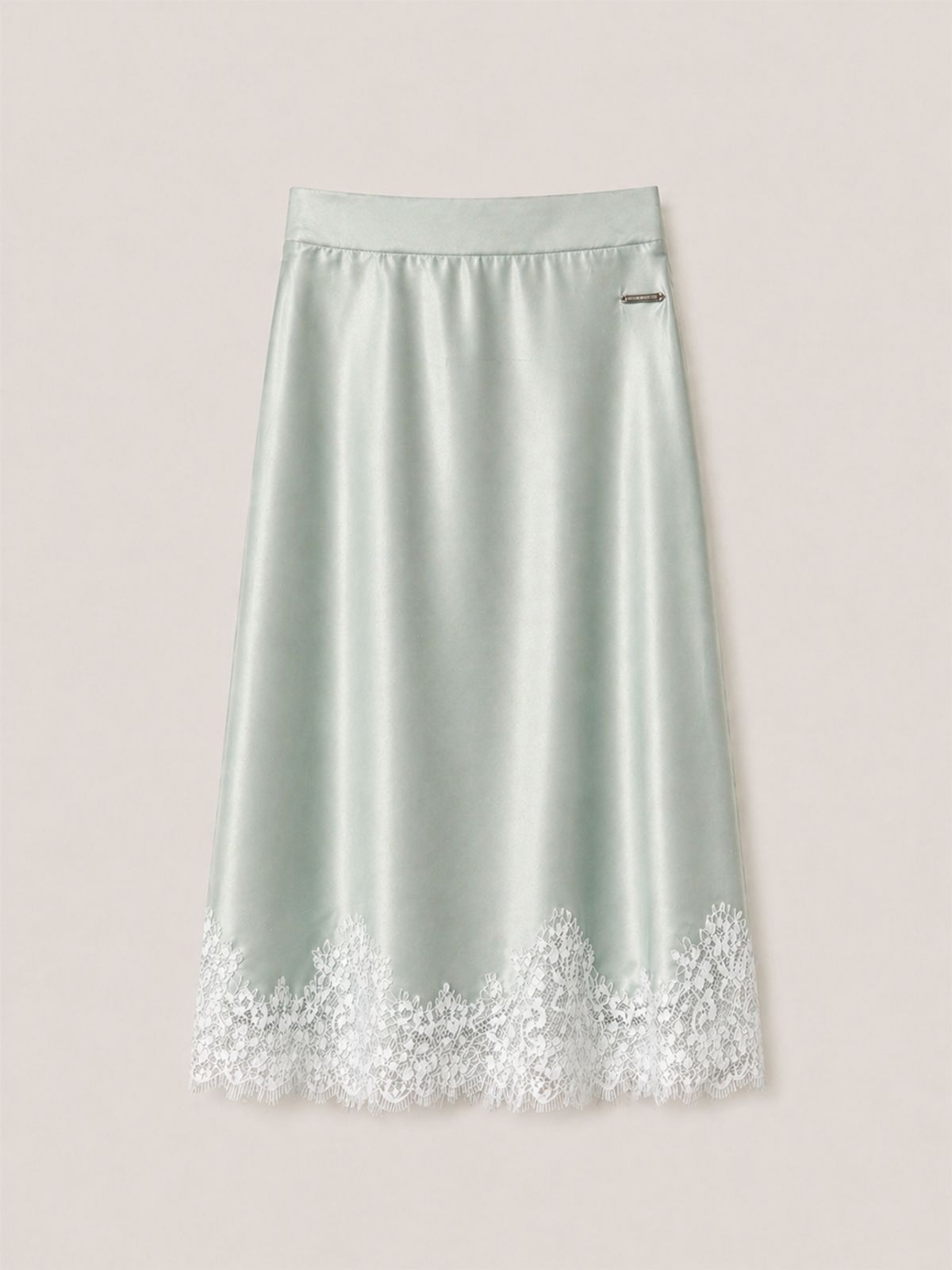 320쇼룸(320SHOWROOM) Lace Trim Satin Banding Skirt Mint