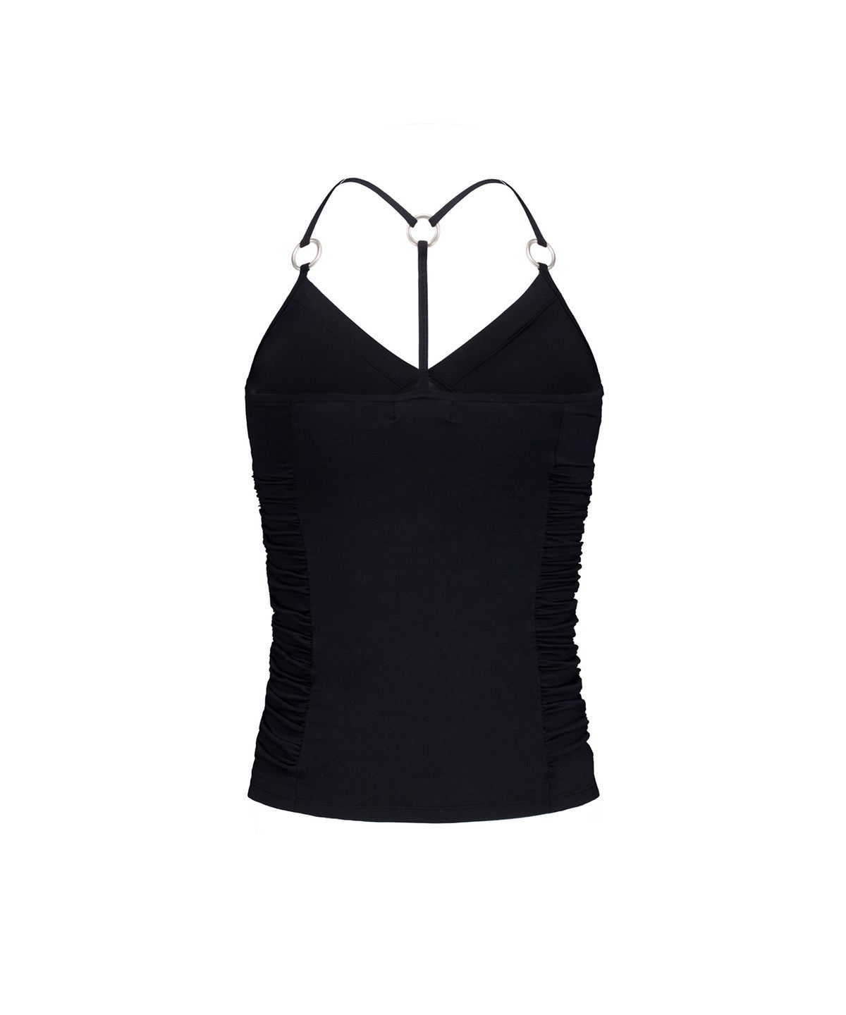 이와이이알(EYEER) O-Ring Halter Shirring Slim Sleeveless - Black