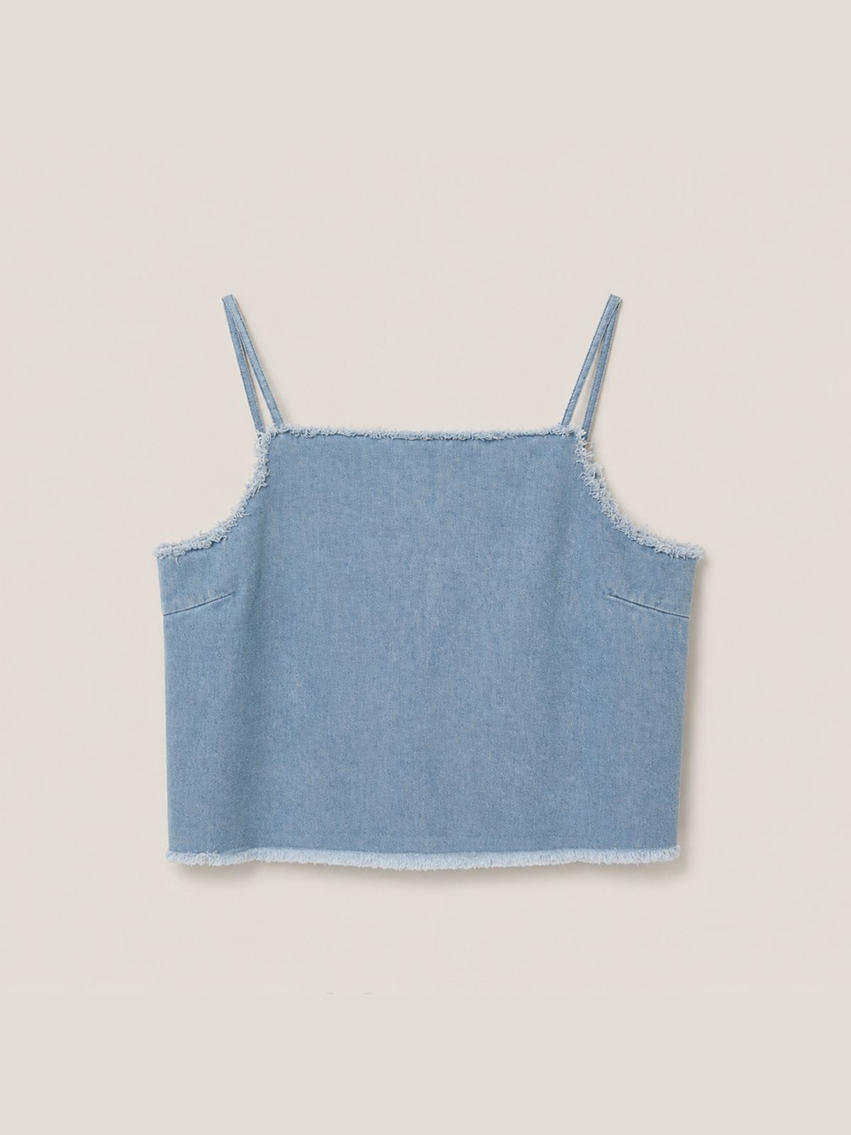 320쇼룸(320SHOWROOM) Reversible Button Denim Crop Sleeveless Top Light blue