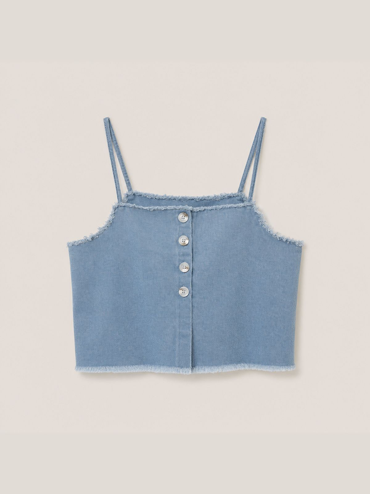320쇼룸(320SHOWROOM) Reversible Button Denim Crop Sleeveless Top Light blue
