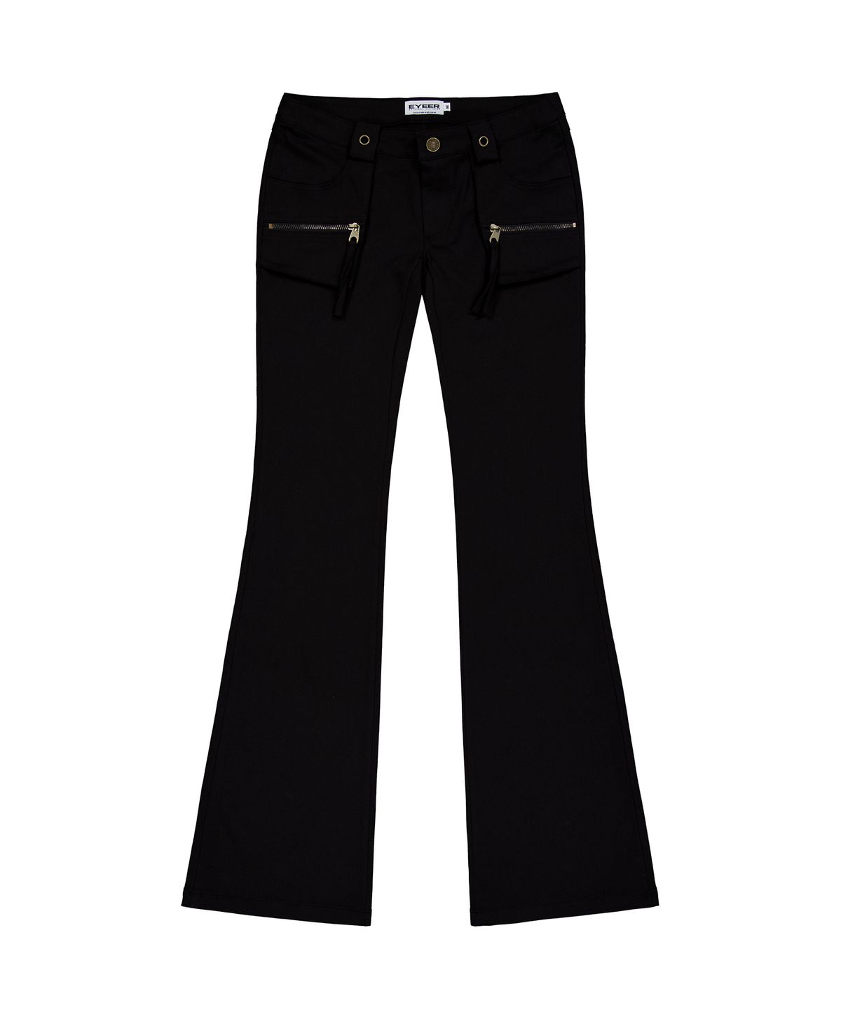 이와이이알(EYEER) Low Rise Zip Pocket Boots-Cut Pants - Black