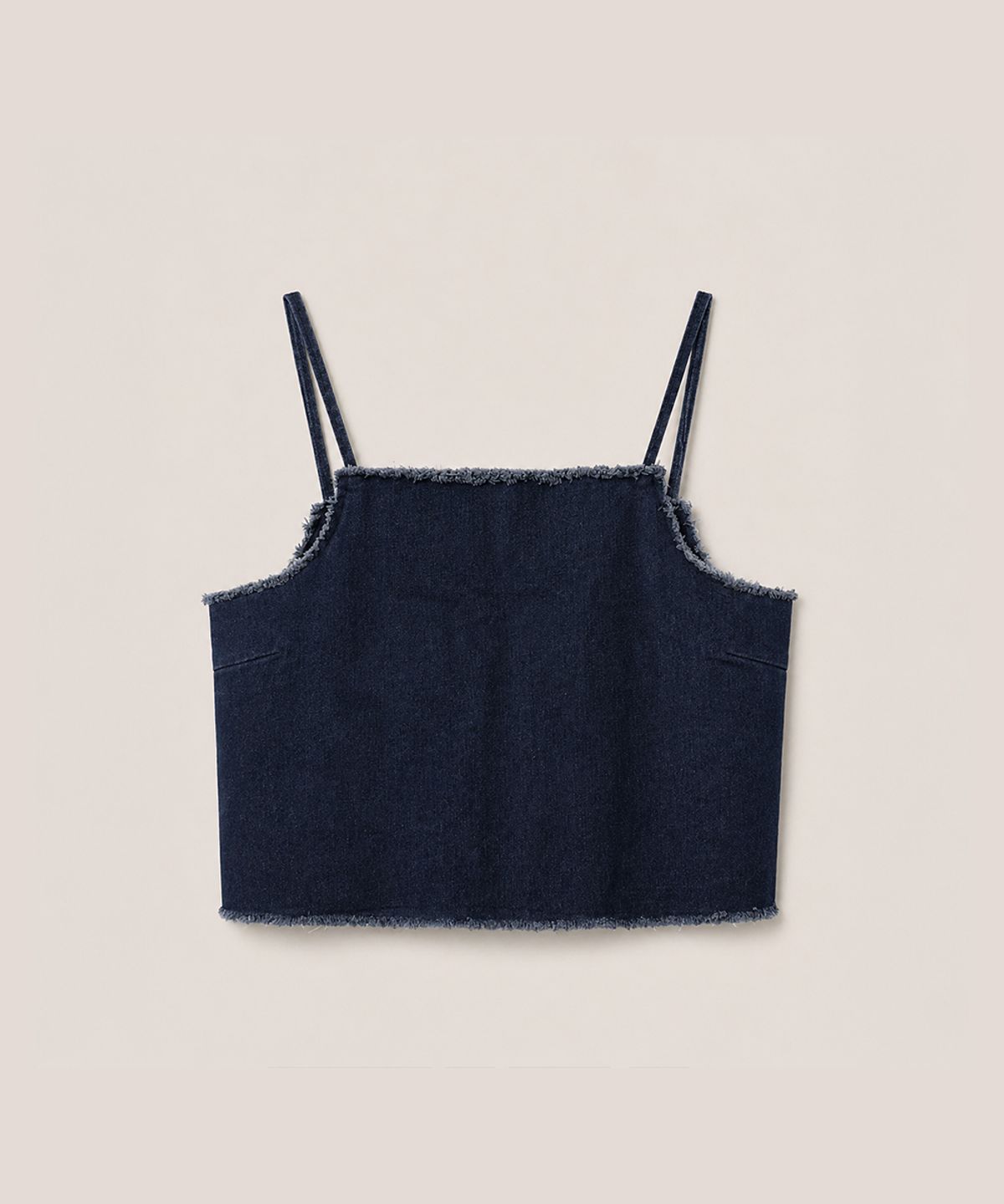 320쇼룸(320SHOWROOM) Reversible Button Denim Crop Sleeveless Top Deep blue