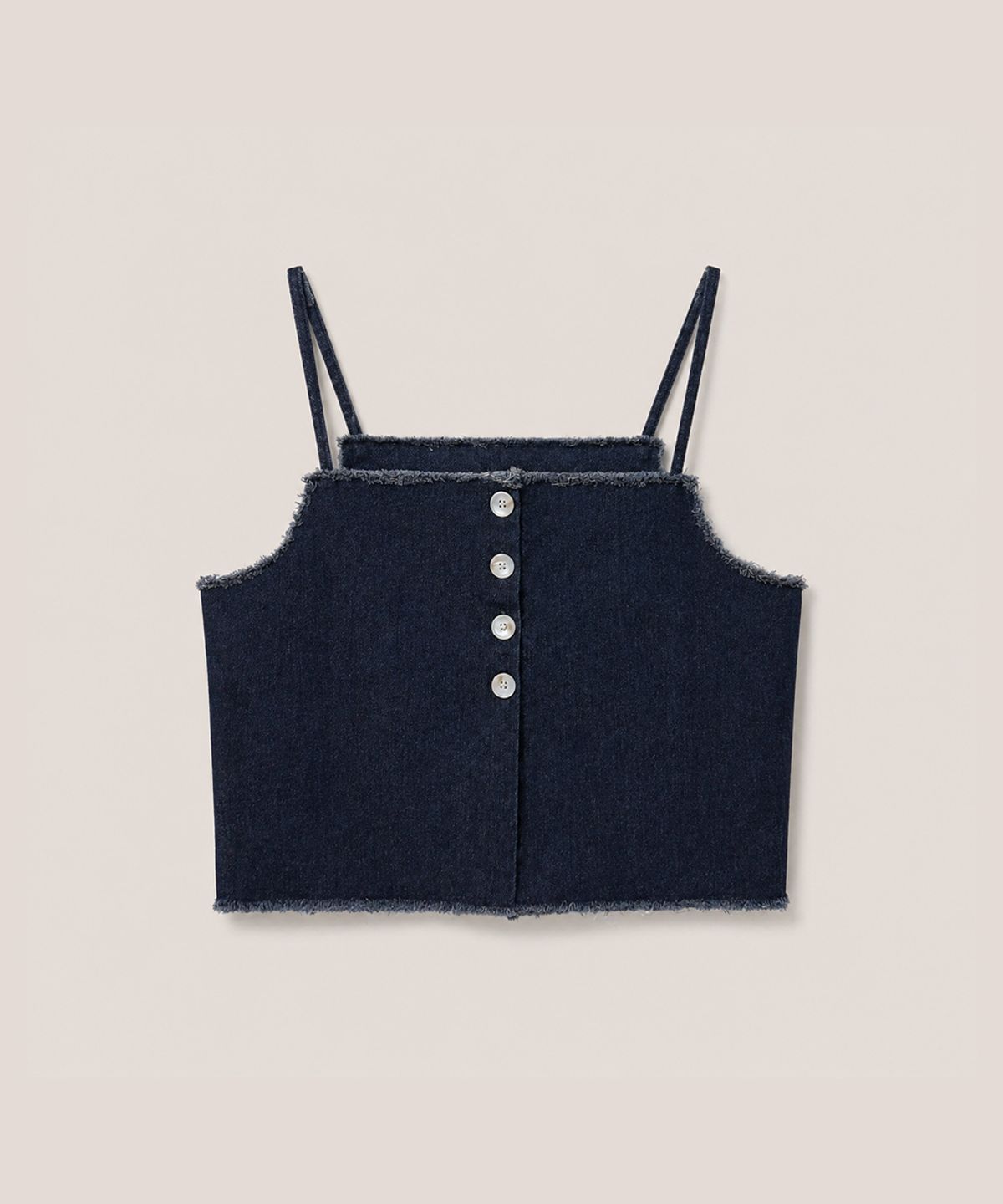 320쇼룸(320SHOWROOM) Reversible Button Denim Crop Sleeveless Top Deep blue